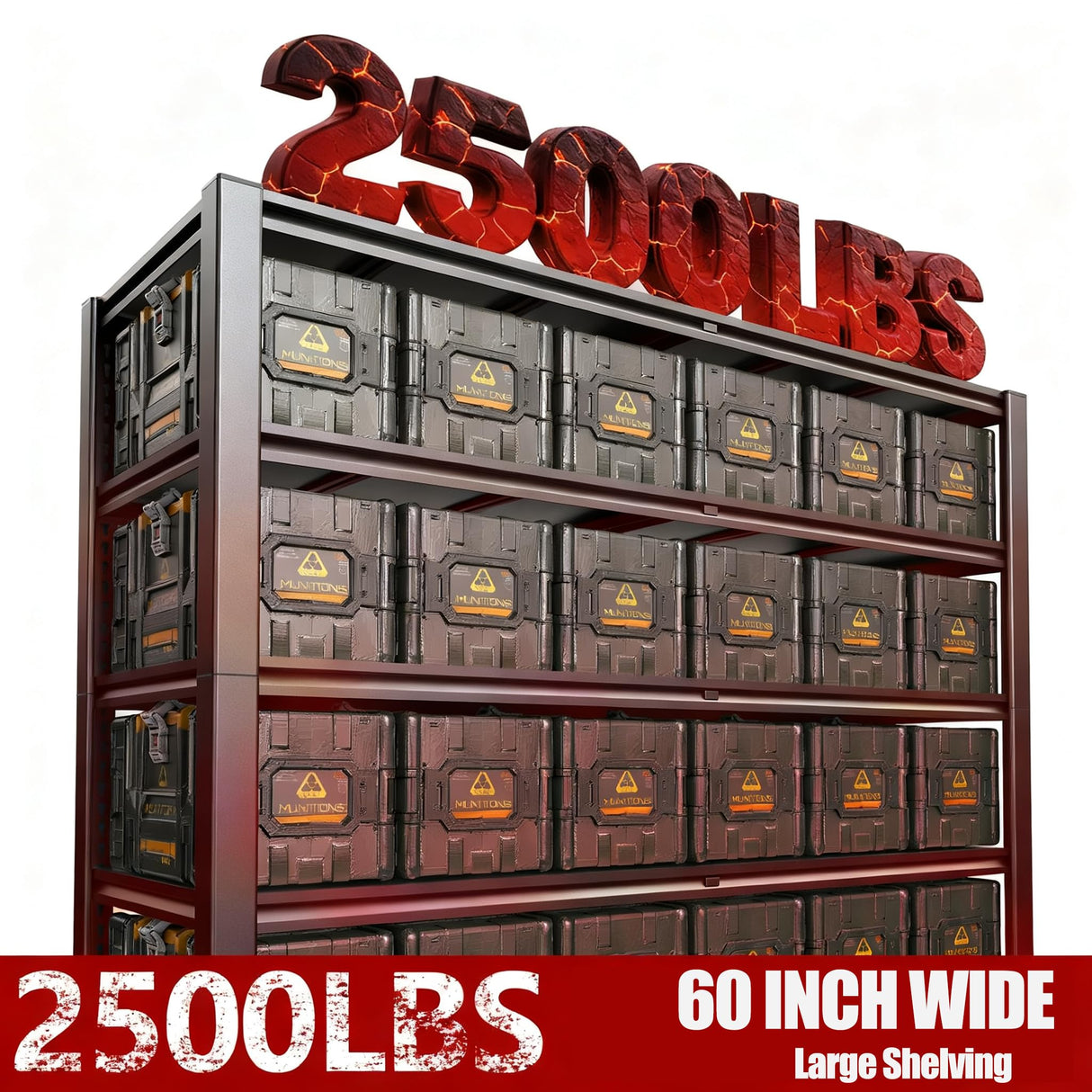 Lauxery 84.3" H Tote Storage Rack 2500LBS 5 Tier Metal Shelving Adjustable Pantry Shelving Unit 60" W×24" D×84.3" H - Storage Shelves for Pantry, Garage, Warehouse Lauxery