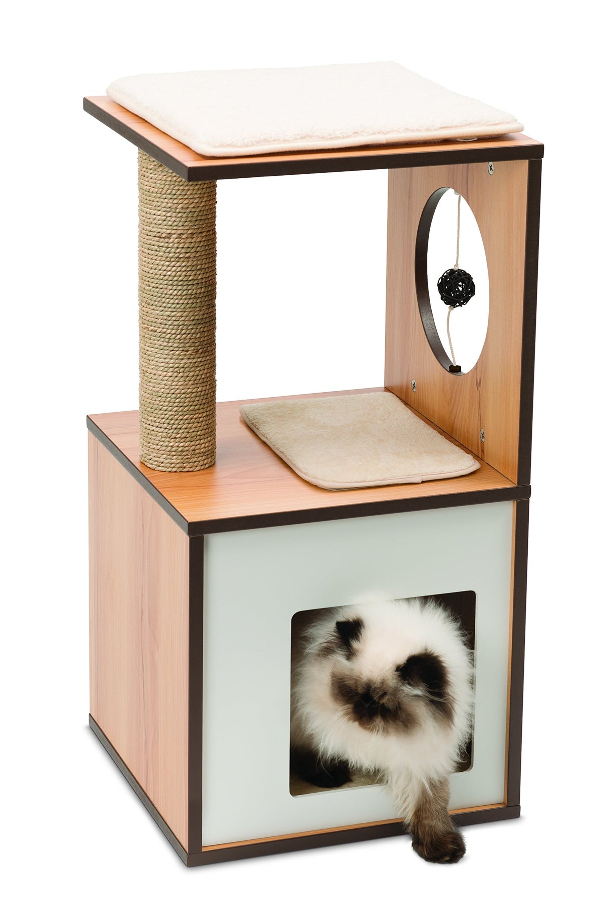 Vesper Cat Tree, Cat Box, Small, Walnut, 52075 VESPER
