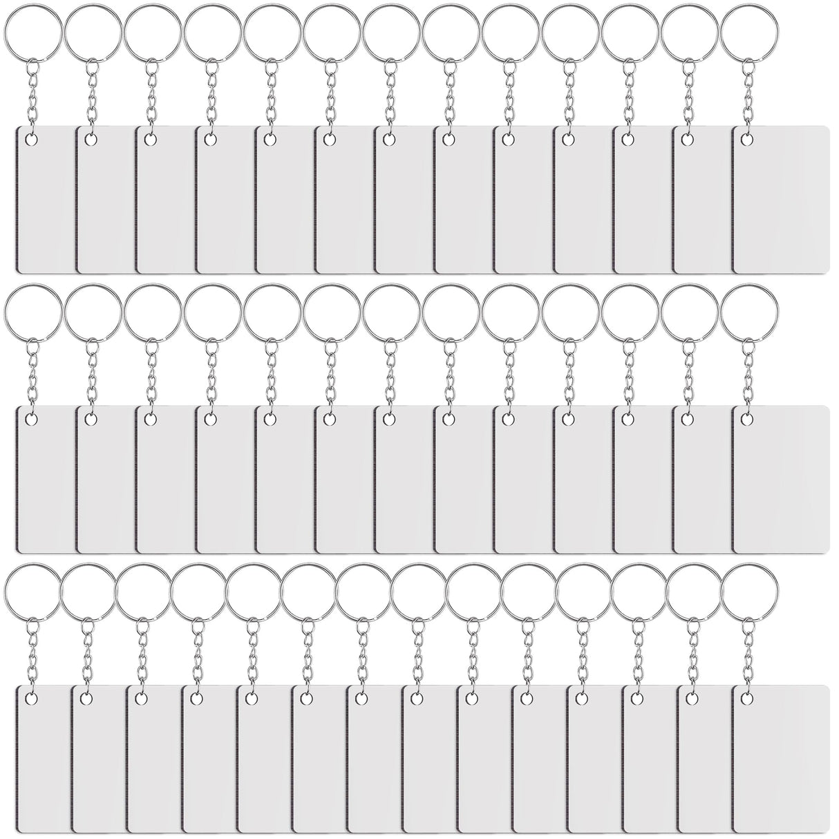 Duufin 120 Pieces Rectangle Sublimation Keychain Blanks Double Side Heat Transfer Blanks MDF Key Rings Blank Board Key Chain Blanks for Sublimation DIY and Craft Duufin