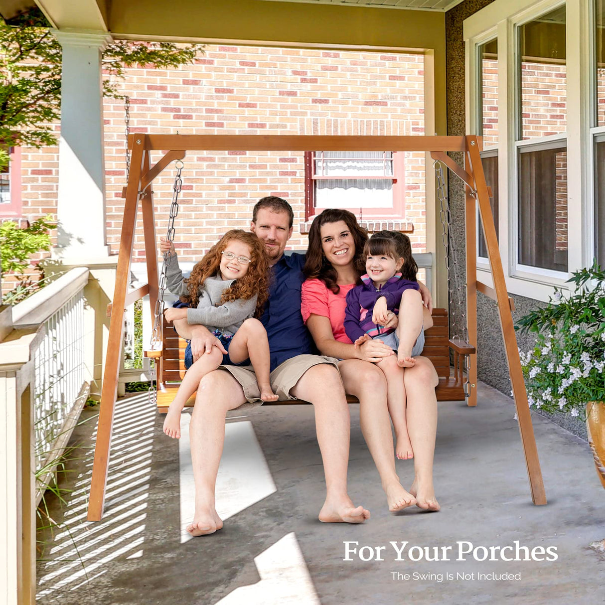 VINGLI Heavy Duty 660 LBS Wooden Swing Frame with Extra Bottom Connection Board, Upgraded A-Frame Porch Swing Bench Stand for Indoor & Outdoor VINGLI