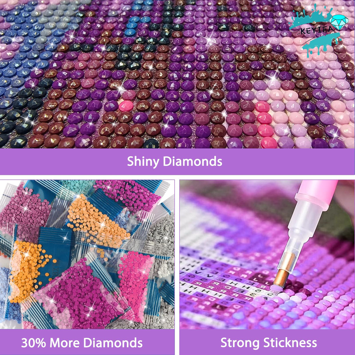 KEYIFA Diamond Art Kits for Adults, DIY Diamond Painting Baby Elephant, Round Full Drill, 5D Animal Diamonds Dots Mosaic Painting, Crystal Gem Arts Craft for Home Wall Decor 30x40cm KEYIFA