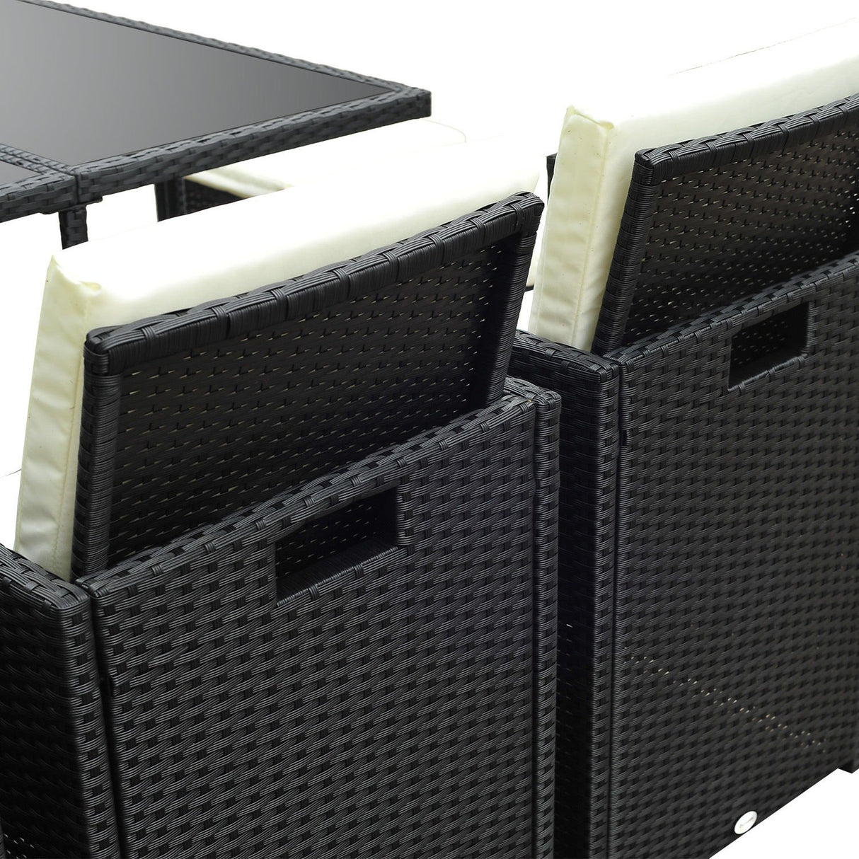 Outsunny 11 Pieces Patio Wicker Dining Sets, Space Saving Outdoor Sectional Conversation Set, with Dining Table, Ottoman and Chair & Cushioned for Lawn Garden Backyard, Cream White Outsunny