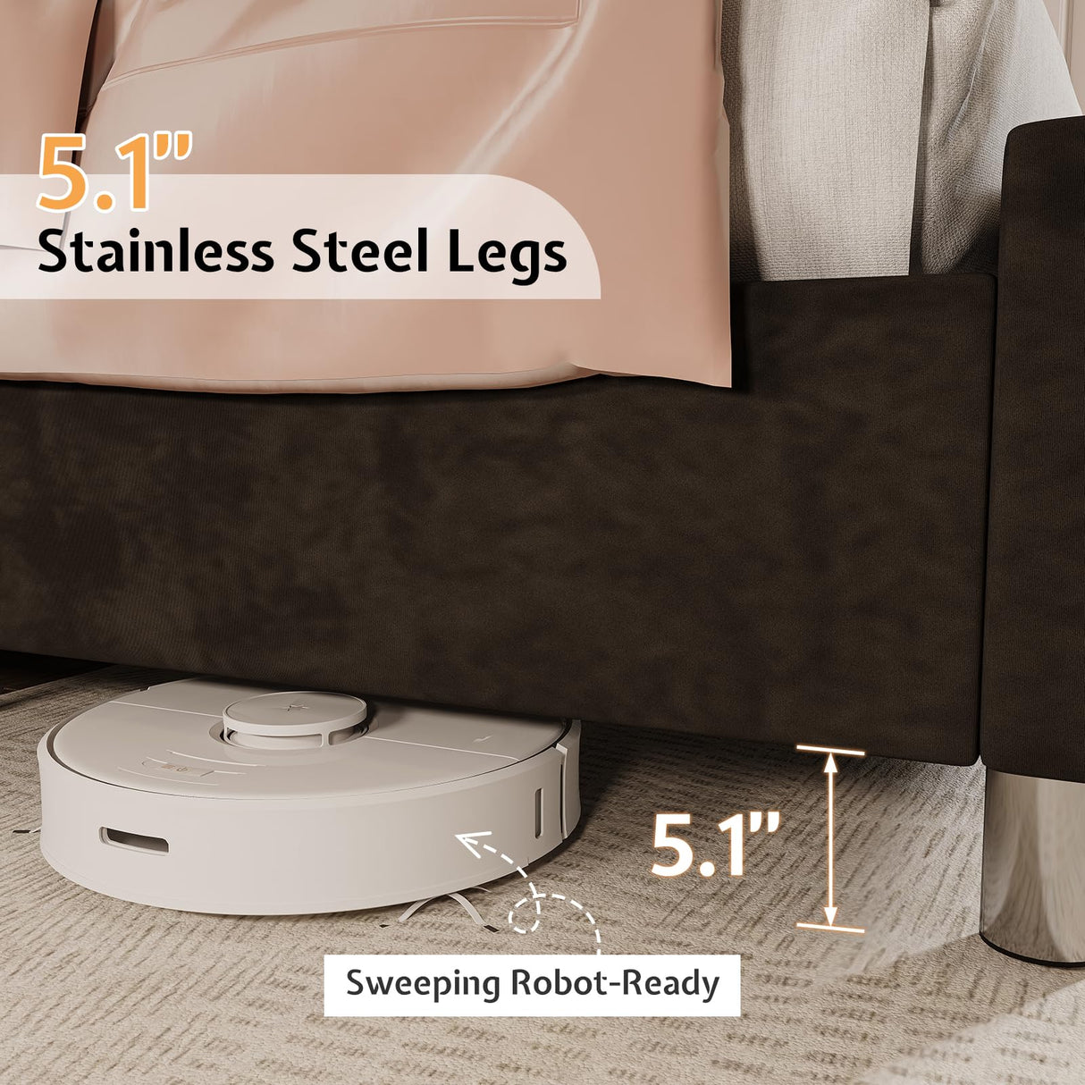 Jocisland Queen Bed Frame Upholstered Bed Wingback Headboard Velvet Tufted Diamond Button/No Box Spring Needed/Easy Assembly/Black Jocisland