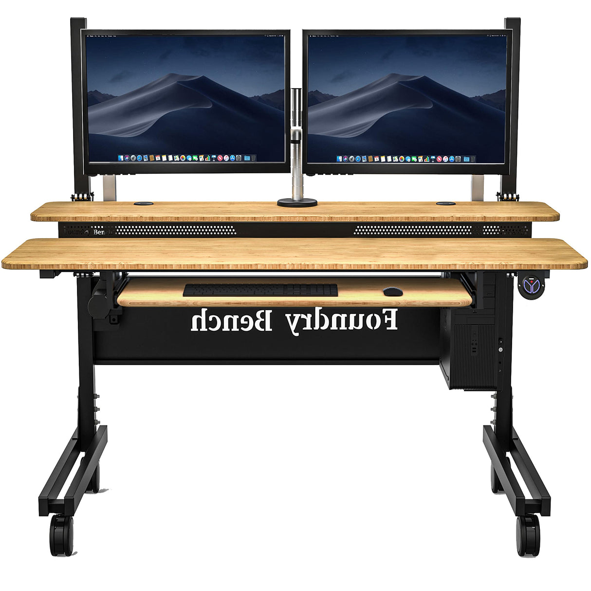 VERSADESK Foundry Bench 60" x 30" Electric Height Adjustable Bamboo Sit & Stand Desk VERSADESK