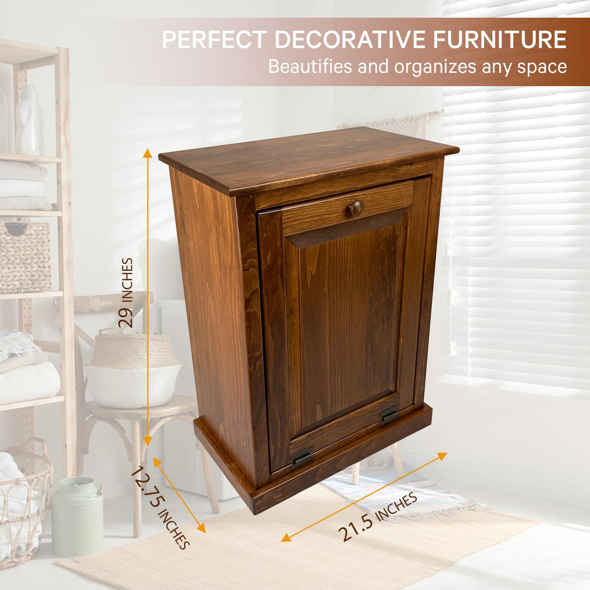 Peaceful Classics Tilt Out Trash Cabinet Without Drawer - Wooden Pull Out Cabinet, Decorative Trash Bin Cabinet for Kitchen, Bedroom, & Home Patio, Tilt Out Laundry Hamper Cabinet - Cherry Peaceful Classics