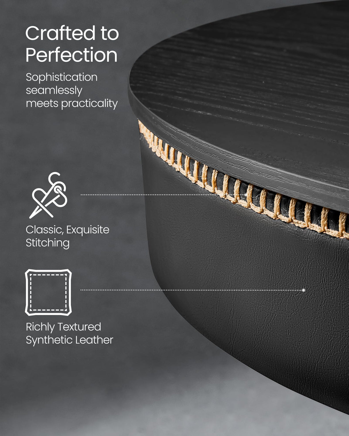 Height Adjustable Round Bar Table with Storage - VASAGLE EKHO Collection in Ebony Black and Ink Black VASAGLE