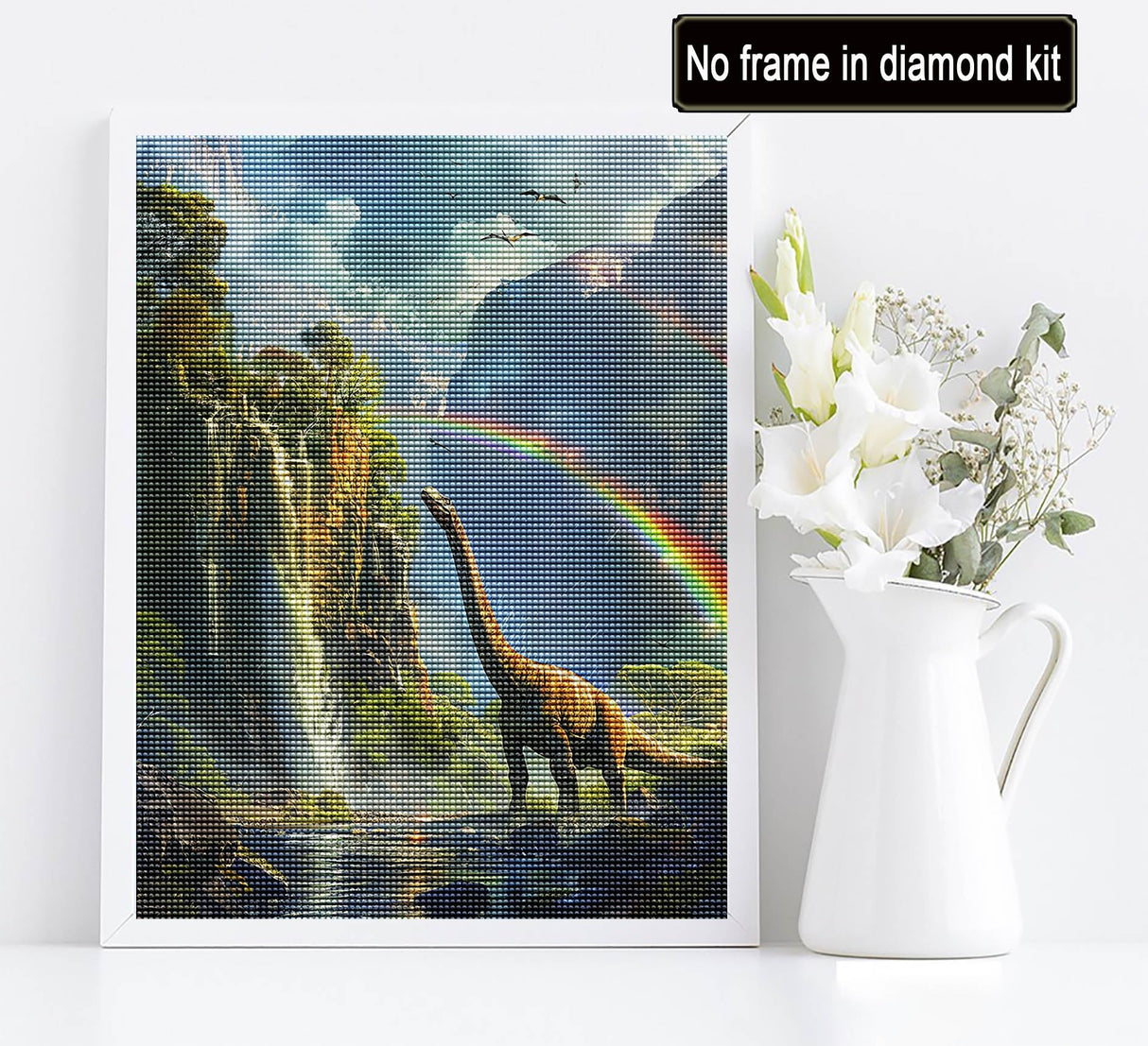 Diymood DIY 5D Diamond Painting Kits for Adults Dinosaur - Paint with Diamond Art Kits for Adults Waterfalls Full Drill Round Canvas Mosaic Beginner Home Wall Decor Gift 12x16 inch z12 Diymood