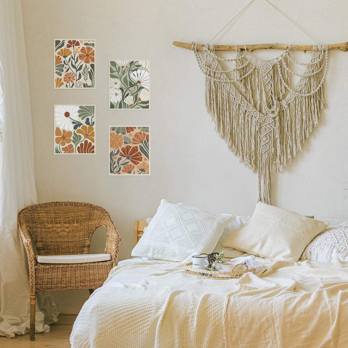 Yeaqee 4 Pcs Diamond Art Kits DIY Painting for Adult Aesthetic Wall Diamond Crafts Aesthetic Room Decor Cute Painting Pictures 5d Craft Wall Decor for Home 10 x 11.8''(Abstract Flowers) Yeaqee