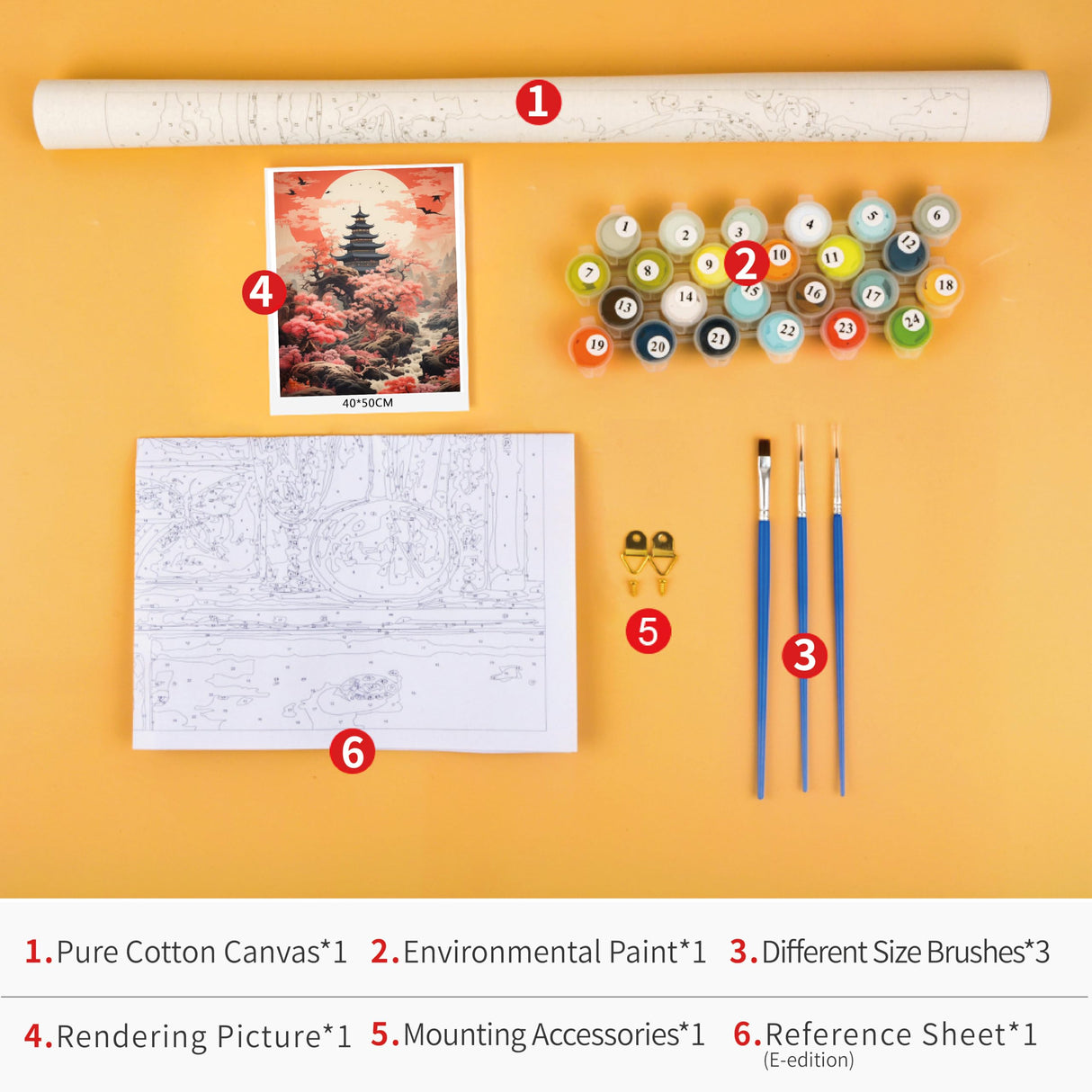 TUMOVO Pagoda Paint by Number Kits for Adults Beginners Pink Cherry Blossom Painting by Numbers Frameless DIY Oil Painting Kit Drawing Paintwork for Gift Home Wall Decor 16x20 Inch TUMOVO