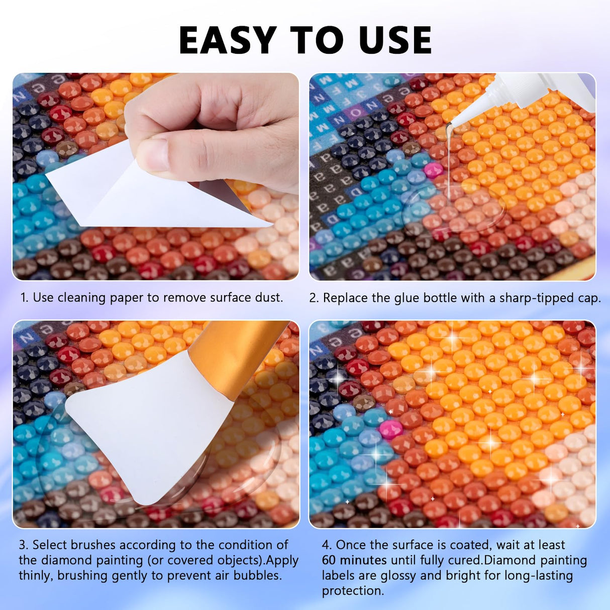 KISREL 240ml Diamond Painting Sealer, 8oz Quick-Dry Diamond Art Sealer with Applicator, Non-Toxic 5D Diamond Art Glue Permanent Adhesive, Puzzle Glue for Glossy Finish KISREL