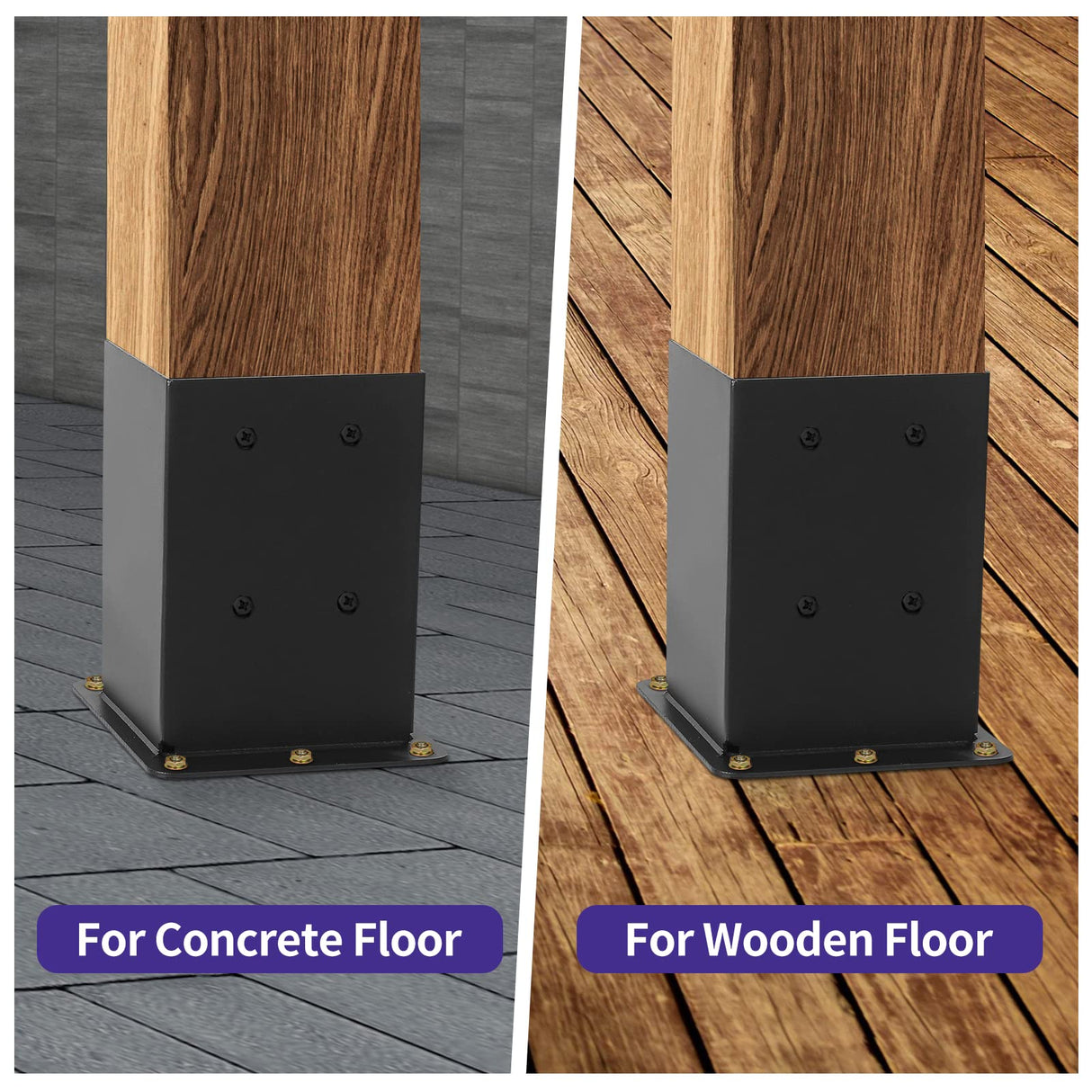 Nrspp 4x4 Post Base, 6 Sets Post Anchor, (Inner Size 3.5"x3.5") Black Metal Powder-Coated Deck Post Base Support for Outdoor Fence,Mailbox,Pergola Brackets Fence Kit Nrspp