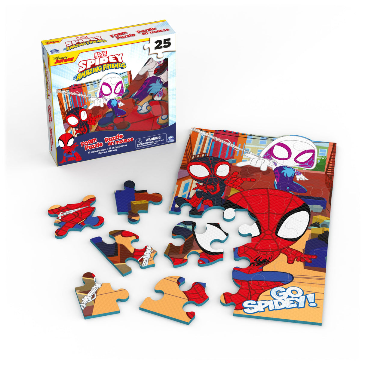 Marvel, 25-Piece Jigsaw Foam Squishy Puzzle Go Spidey! Disney Junior Spidey and his Amazing Friends Show, for Kids Ages 4 and up Spin Master Games