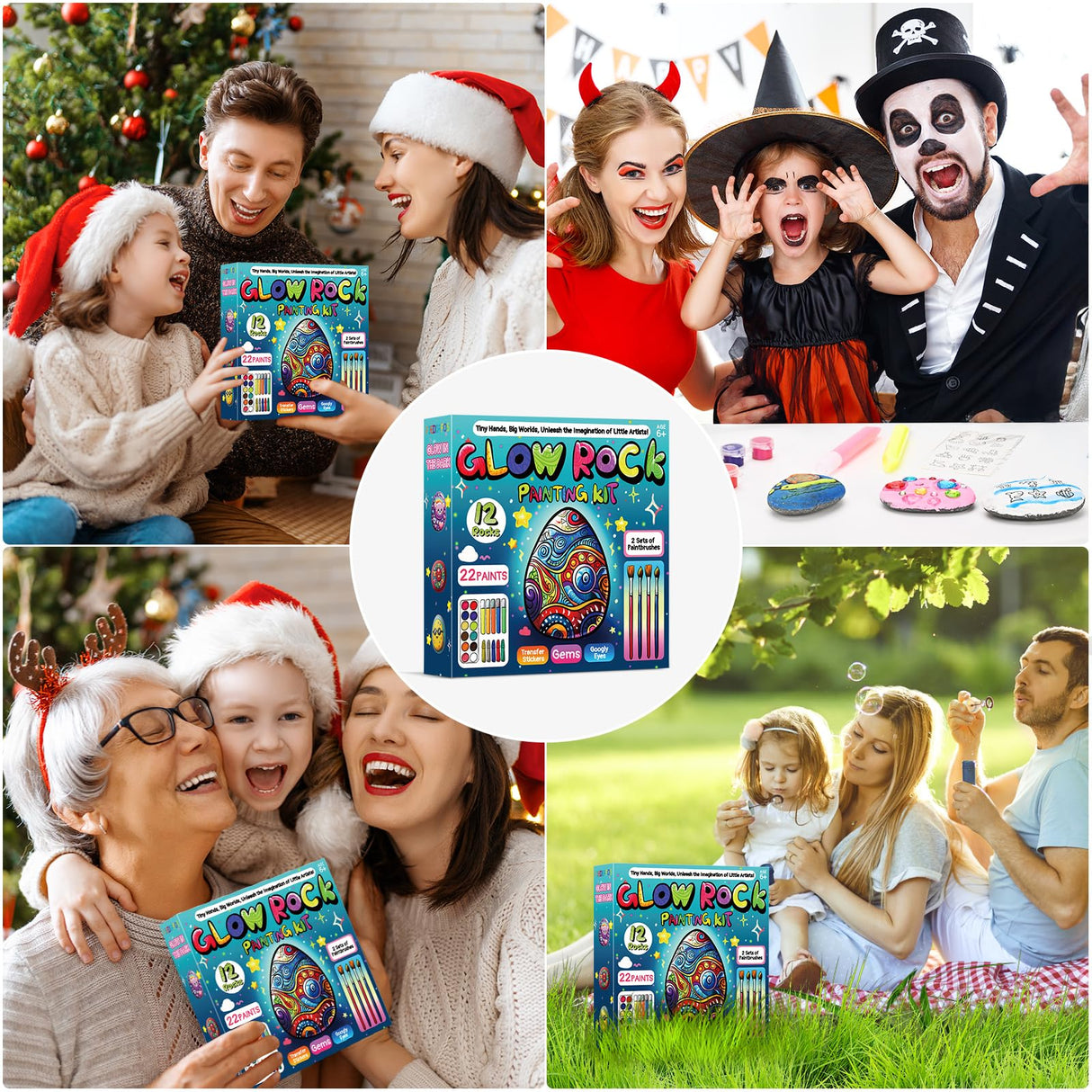 PiediaFos Rock Painting Kit for Kids Ages 6-12, Arts and Crafts Kit, Kids Craft Paint Kits, Glow in The Dark Rocks to Paint, Perfect Birthday & Holiday Gift, Easter Basket Stuffers PiediaFos