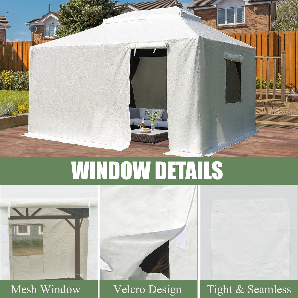 Domi Gazebo Cover for 12'x14' Gazebo, All Weather Universal Gazebo Winter Cover with Premium 200g Waterproof PE Fabric, Sidewalls, Mesh Windows, Patio Cover for Winter Gazebo domi outdoor living