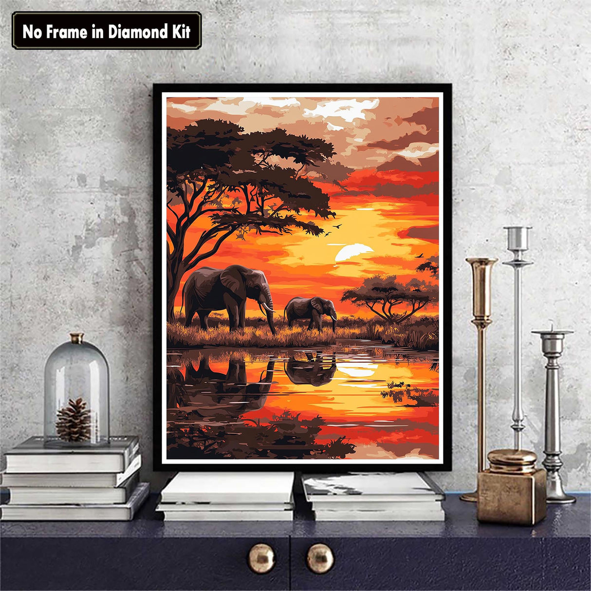 Zariocy Paint by Numbers Kits for Adults - Elephant DIY Oil Paintings Canvas Acrylic Paint Set - Sunset Landscape Paint by Numbers Kit for Beginners and Ideal for Home Decor 16x20 inch Zariocy