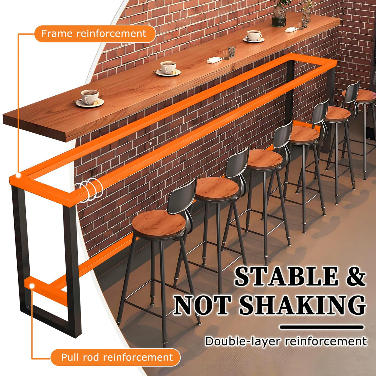 TKKUPLG Farmhouse Bar Table, 2" Thick Pine Wood Rustic Industrial Pub Table, Rectangular Counter Height Dining Table for Kitchen, Small Space, Coffee Shop TKKUPLG