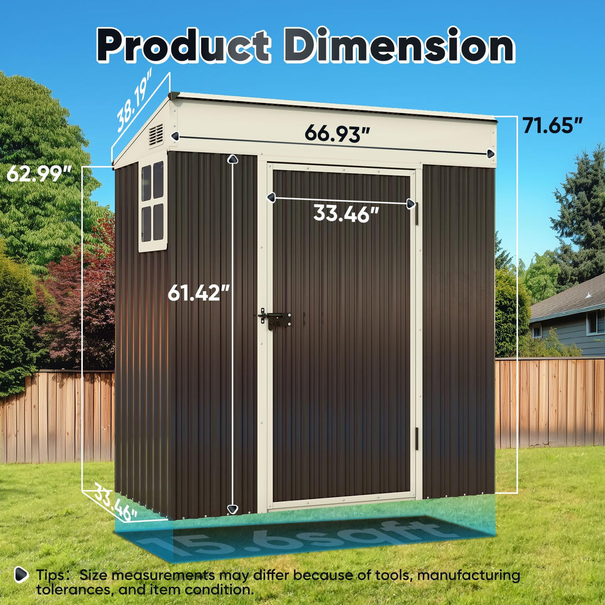 Quictent 5X3 FT Heavy Duty Outdoor Metal Storage Shed,Lockable Garden Shed with Rotating Roof, Waterproof Shed for Bike Storage, Tool Storage, Temporary Storage,Dark Gray(5.5X2.8 FT Base, No Floor) Quictent