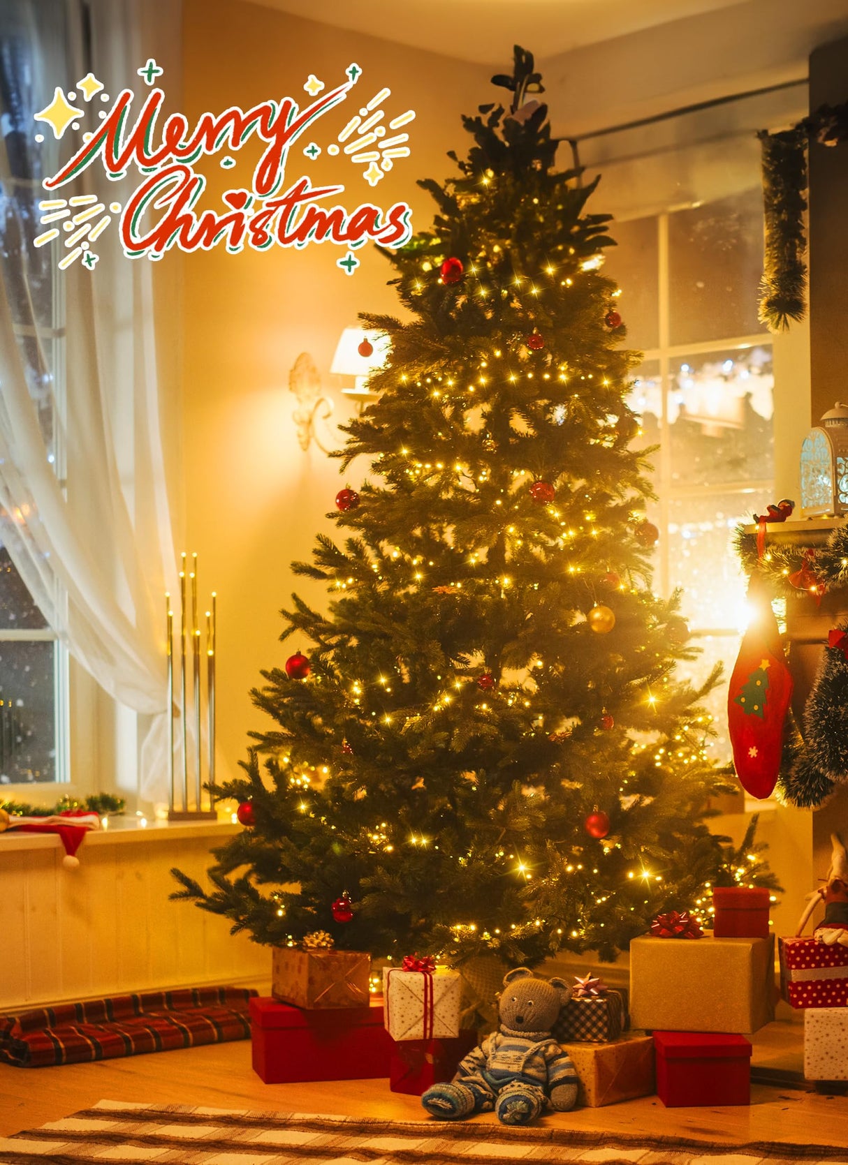 66FT 200 LED Christmas Tree Lights, Twinkle Fairy Lights String with 8 Flashing Modes String Lights for Indoor Bedroom Outdoor Christmas Trees Garland Wreath Holiday Decorations, Warm White Minetom