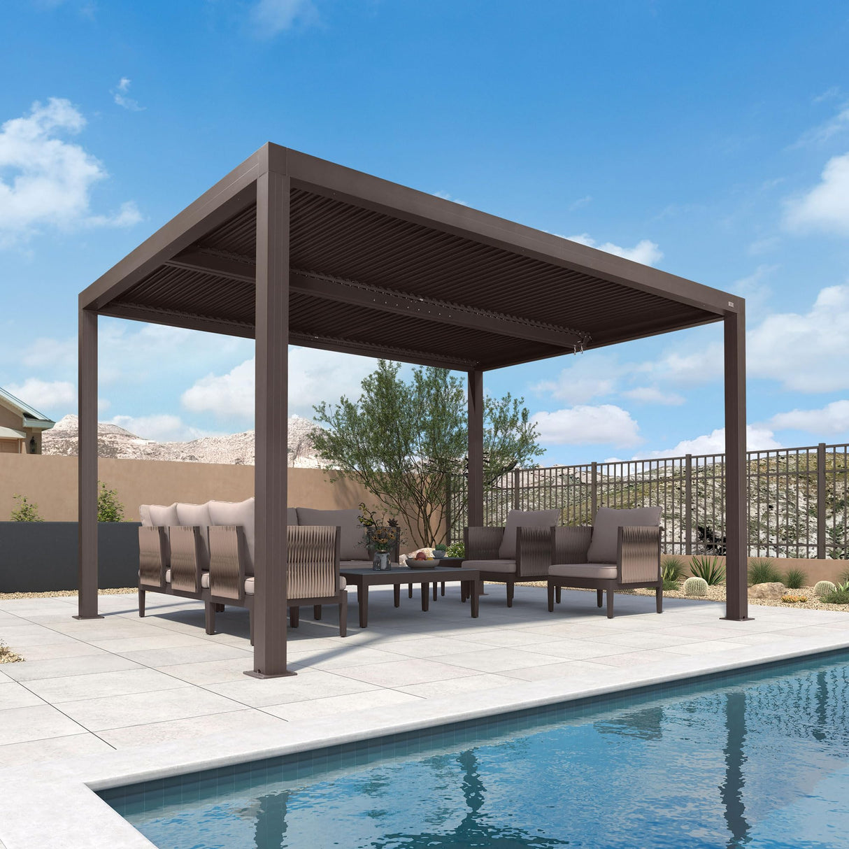 PURPLE LEAF Louvered Pergola 10' × 12' Outdoor Hardtop Gazebo Sun Shade with Adjustable Canopy Patio Aluminum Retractable Roof for Outside Deck Backyard Pavilion PURPLE LEAF