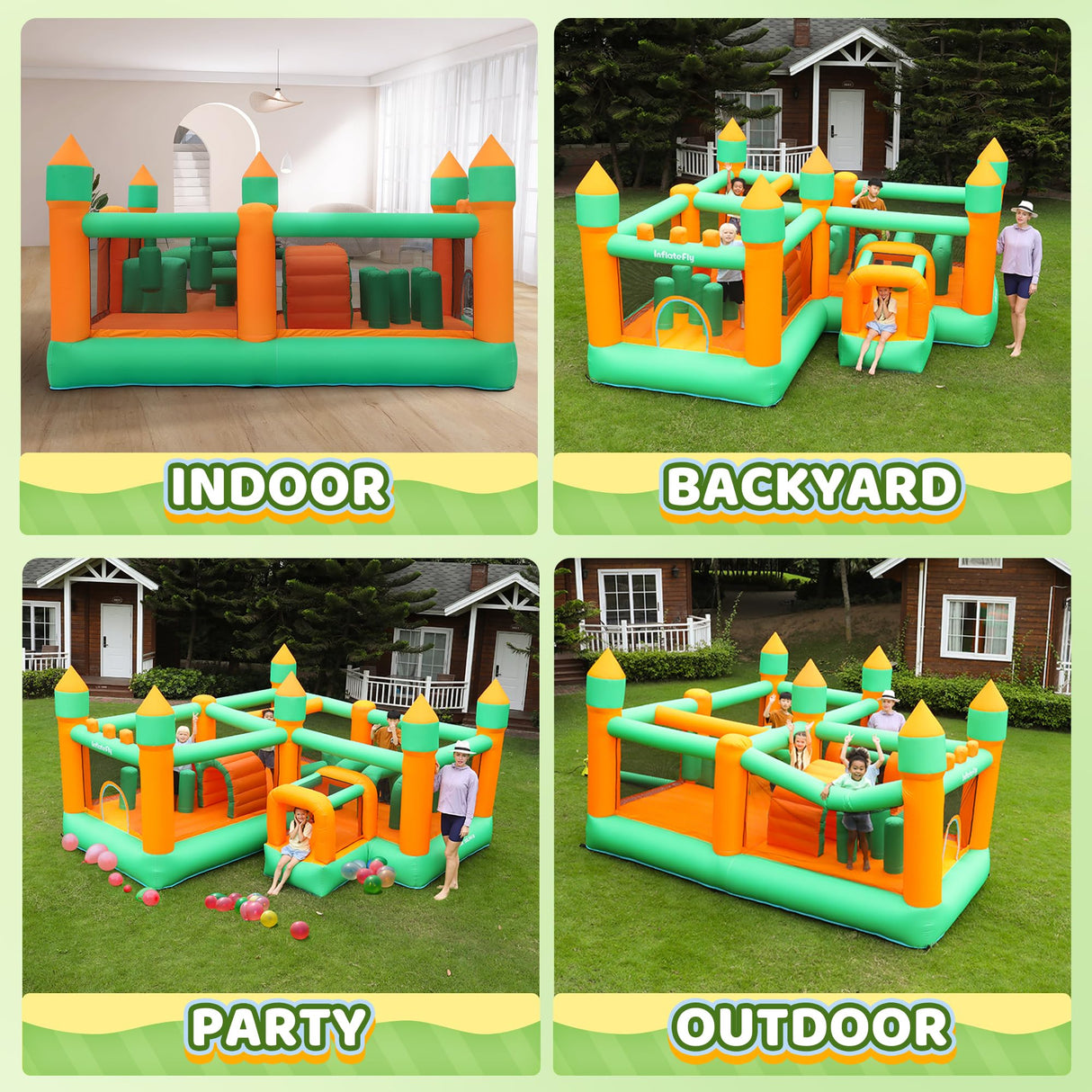 Inflatable Bounce House Kids Obstacle Bouncy Castle for Outdoor Indoor INFLATEFLY