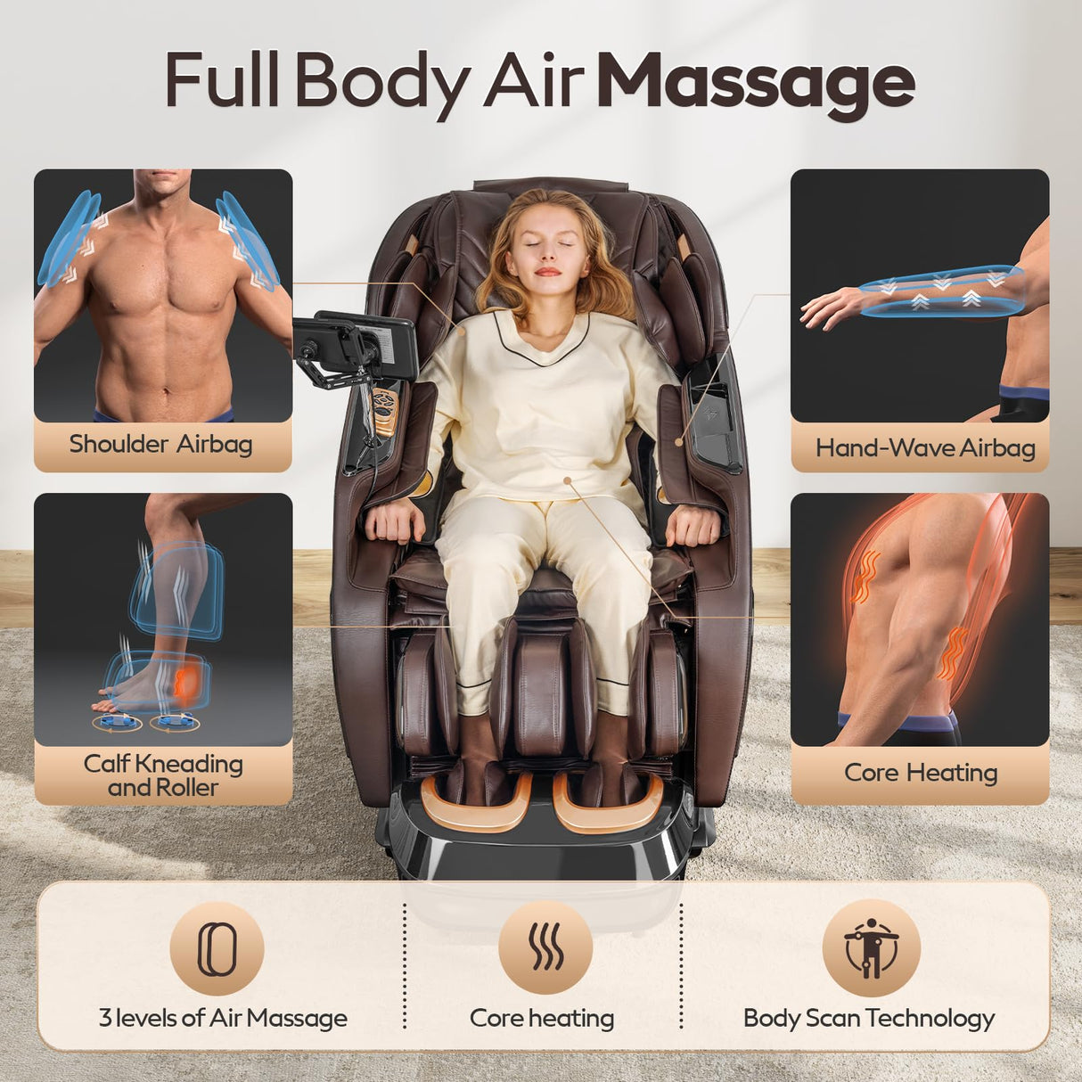 4D Massage Chairs Full Body,Zero Gravity SL-Track Shiatsu Massage Chair Recliner,Core Heating,20 Massage Techniques,Deep Yoga Stretch,Foot Rollers, Ai Voice,Touch Screen,Wireless Charging armali