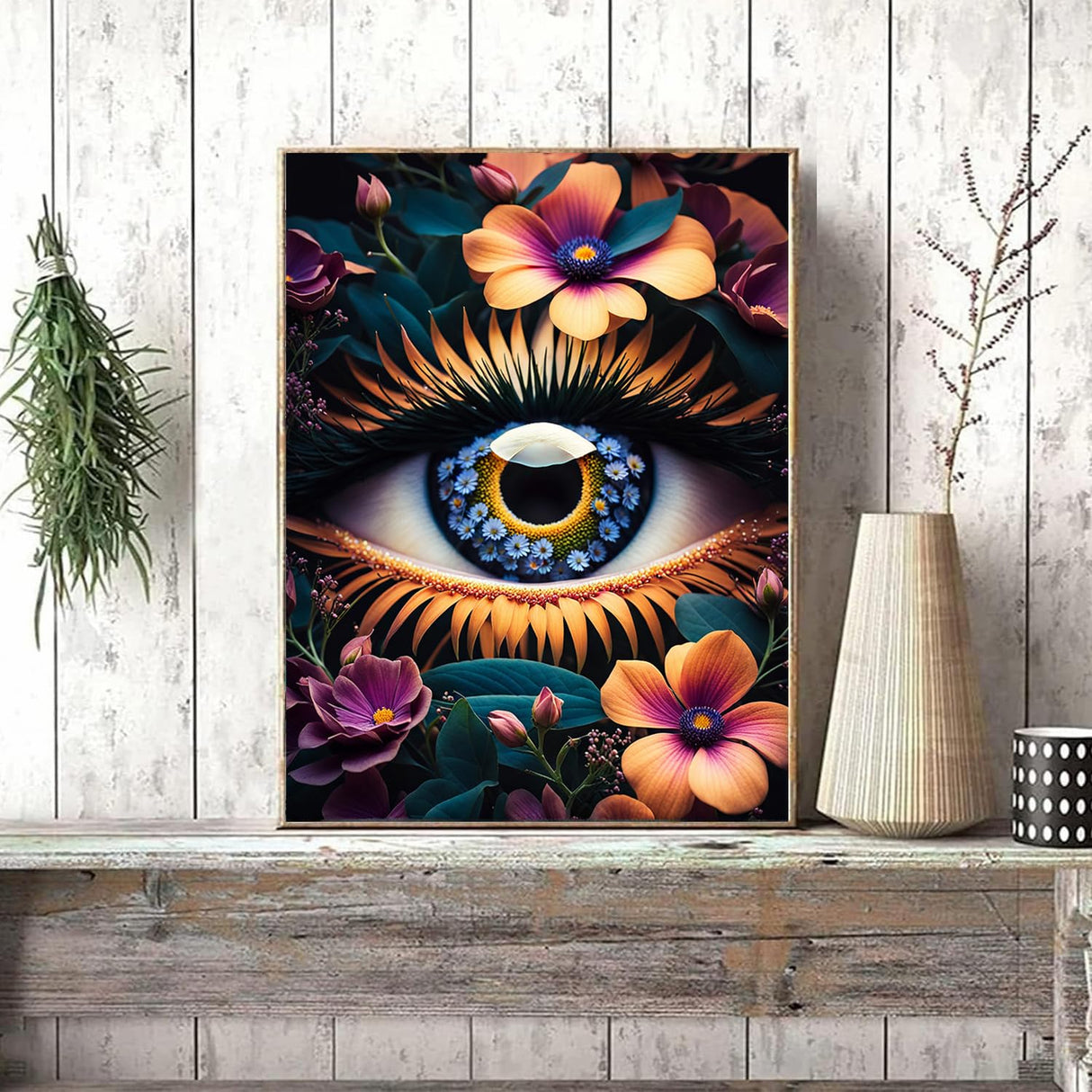 Meothan Eye Diamond Painting Kits for Adults Eyes Diamond Art Kits for Adult Beginners Full Round Drill Flower Diamond Art Painting Gem Art Kits for Home Wall Decor (16x12 inch) Meothan