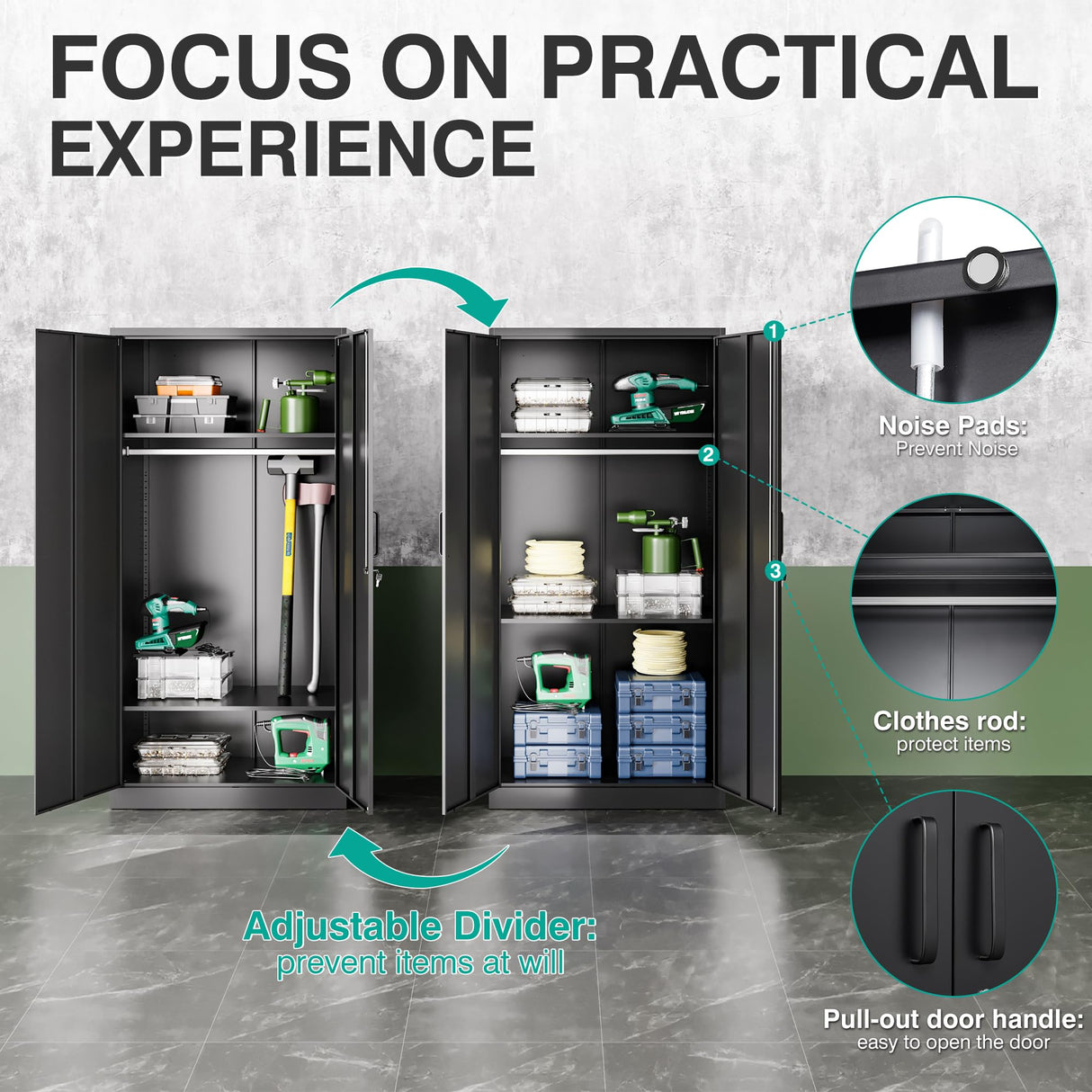 SISESOL Metal Storage Cabinets Locker with Locker Shelf, 72" Armoire Wardrobe Closet with Hanging Rod Storage Locker, Wardrobe Cabinet for Bathroom Storage Cabinet with Doors Lockers for Employees SISESOL