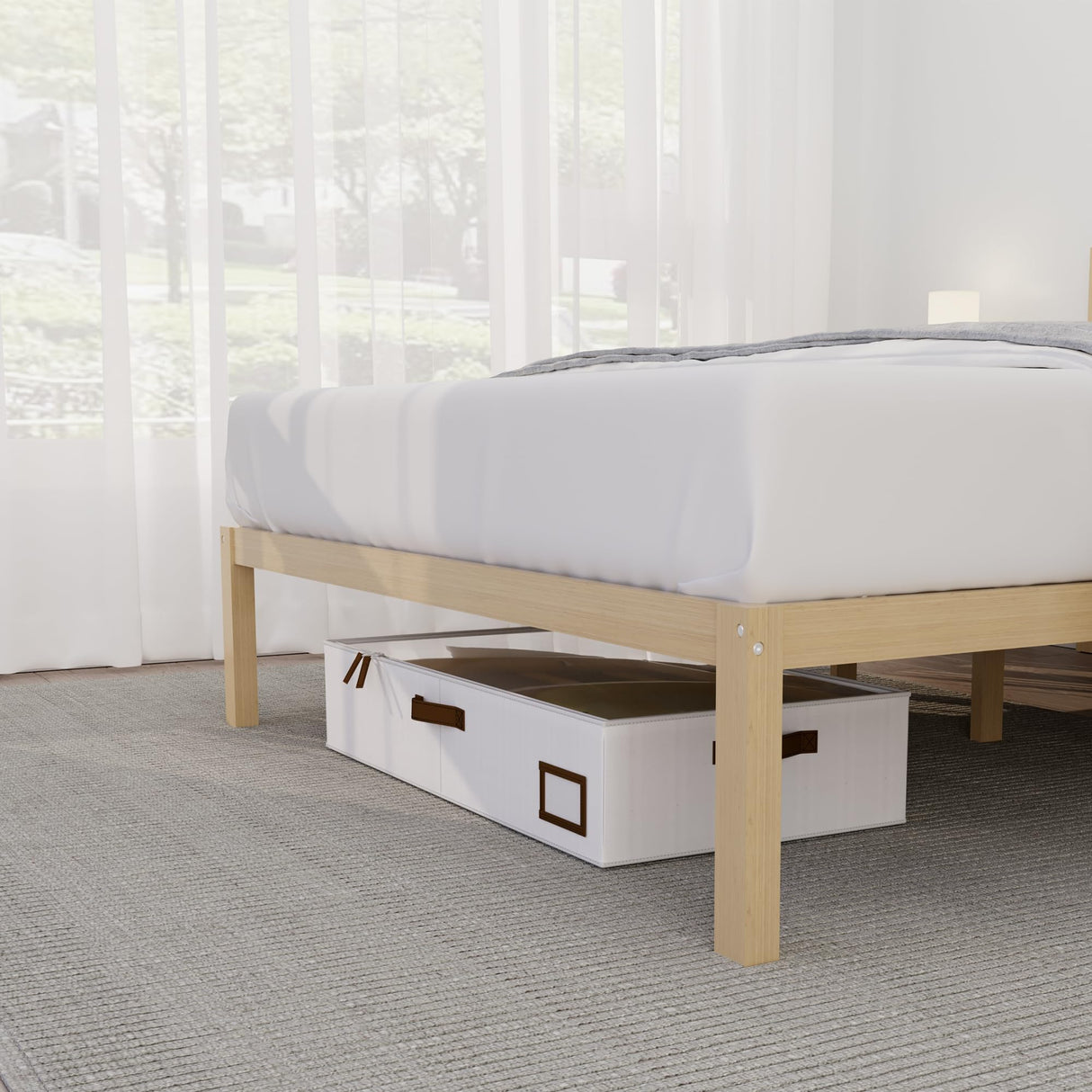 14 Inch Bamboo Bed Frame – Solid Wood Platform Bed Frame, Strong and Stable, with Non-Slip Slats for Support, No Box Spring Needed, Easy to Assemble, Noise-Free (Natural with Headboard, Twin) BambooSync