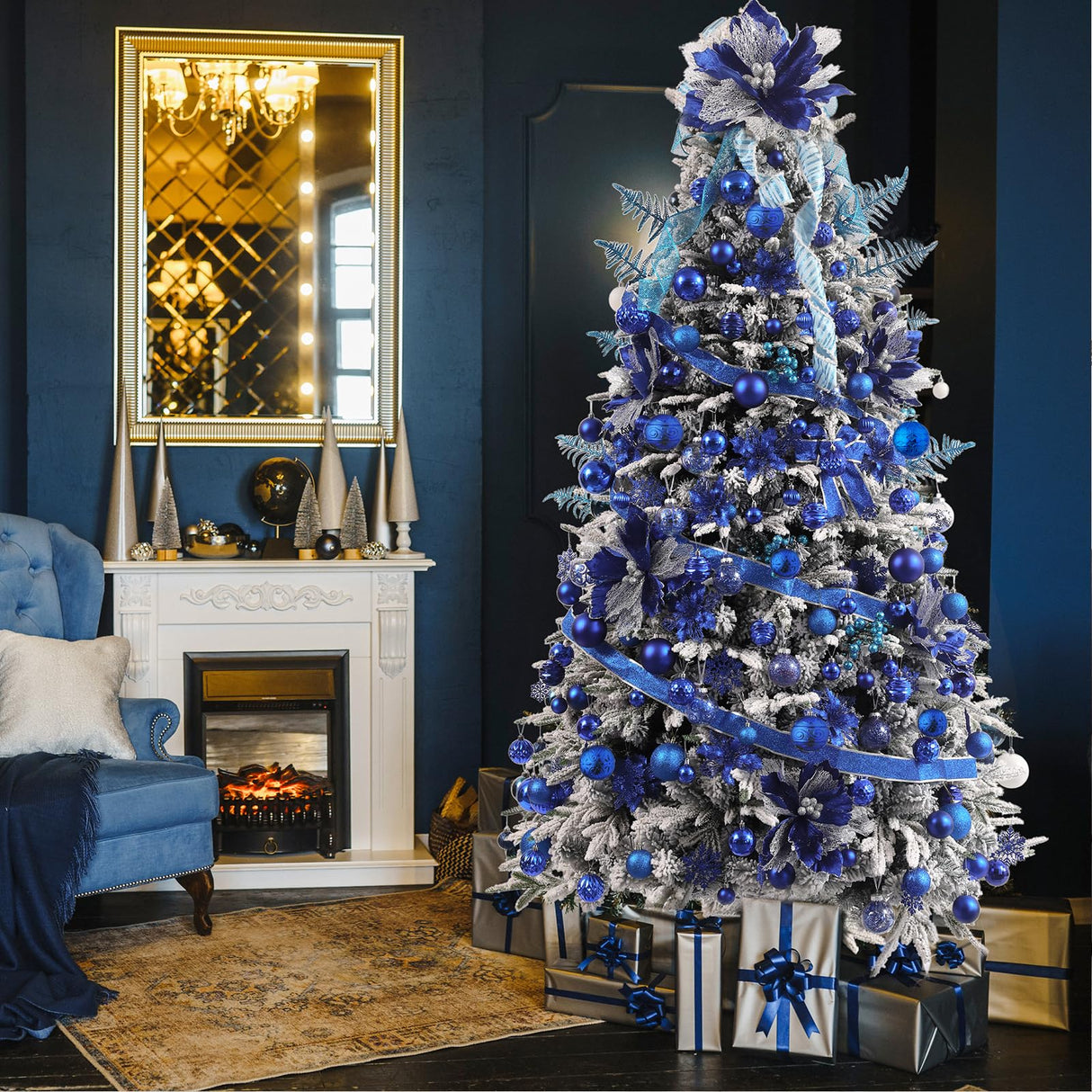 Wironlst Christmas Ball Ornaments - 30pcs Shatterproof Plastic Christmas Ornaments Hanging Ball Decorations for Xmas Tree, Holiday, Wedding, Party (Multi-Size, Blue) Wironlst