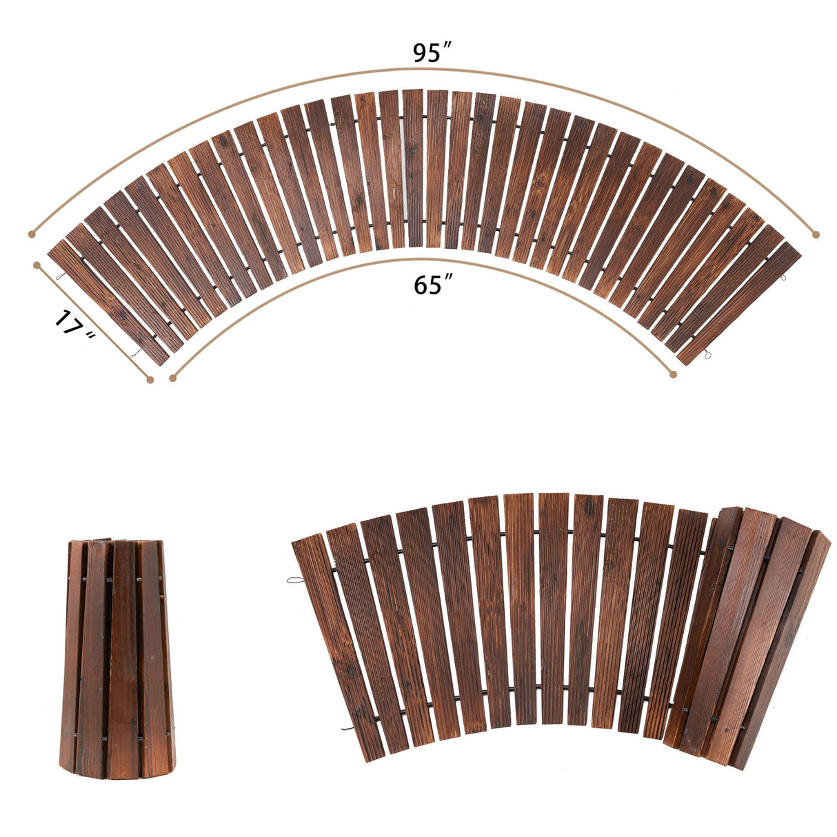 Dragosum 8FT Garden Pathway Wooden Walkway, Outdoor Path Curved Walkway Roll Out Plow and Hearth Wooden Walkway, Decorative Lawn Patio Pavers Dragosum