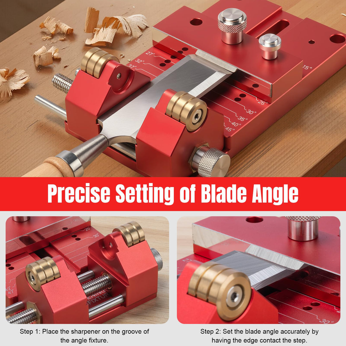 MUWOOD Chisel Sharpening Kit, Wood Honing Guide for Chisels and Planes Width 0.1" to 3.3" with Sharpening Angle Fixture, Angle Gauge from 15° to 45° MUWOOD