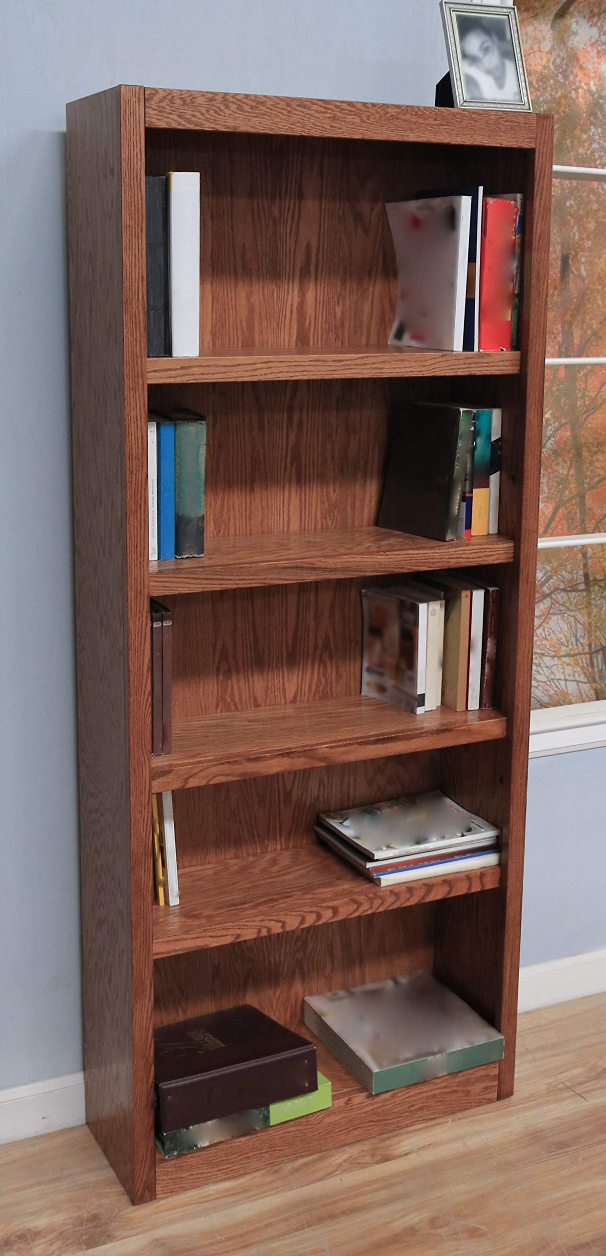 Midas 72" Five Shelf Bookcase in Dry Oak Finish by Concepts In Wood Concepts In Wood