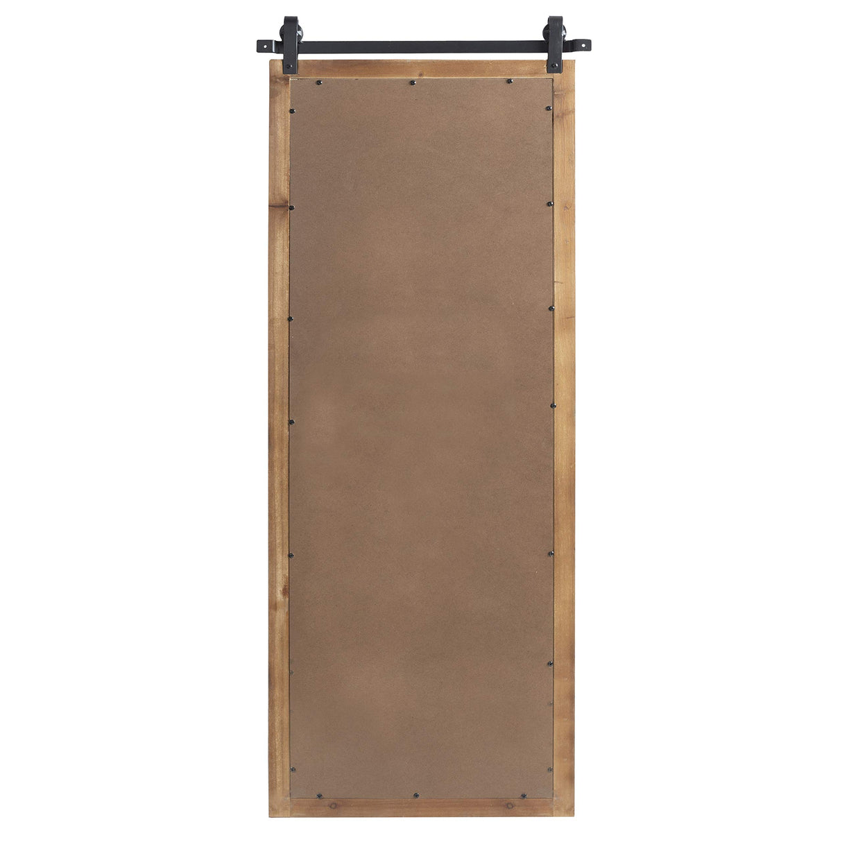 Kate and Laurel Cates Farmhouse Wood Framed Wall Mirror, 18 x 50, Rustic Brown, Barn Door-Inspired Rustic Mirrors for Wall Kate and Laurel