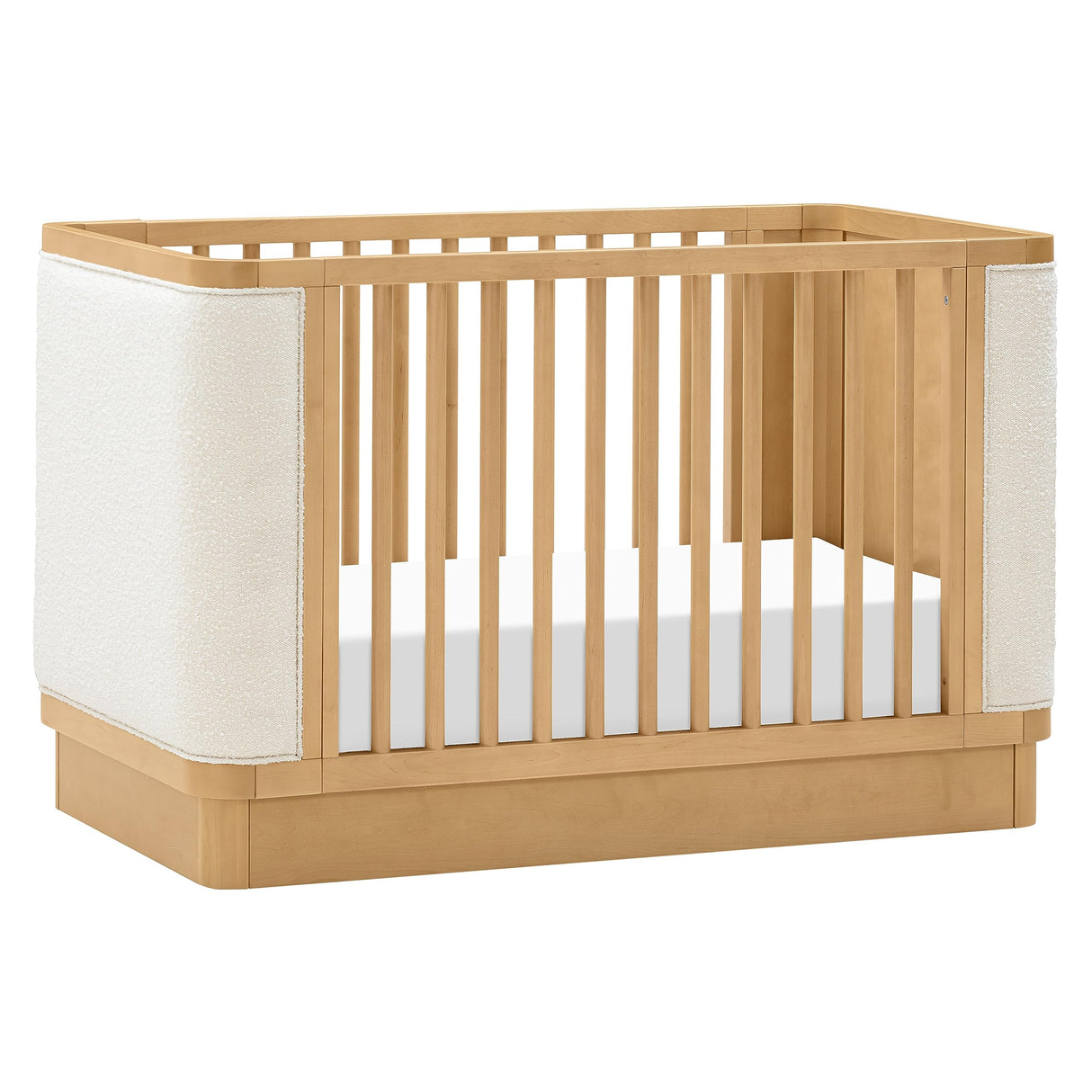 Babyletto Bondi Boucle 4-in-1 Convertible Crib with Toddler Bed Conversion Kit in Honey with Ivory Boucle, Greenguard Gold Certified babyletto