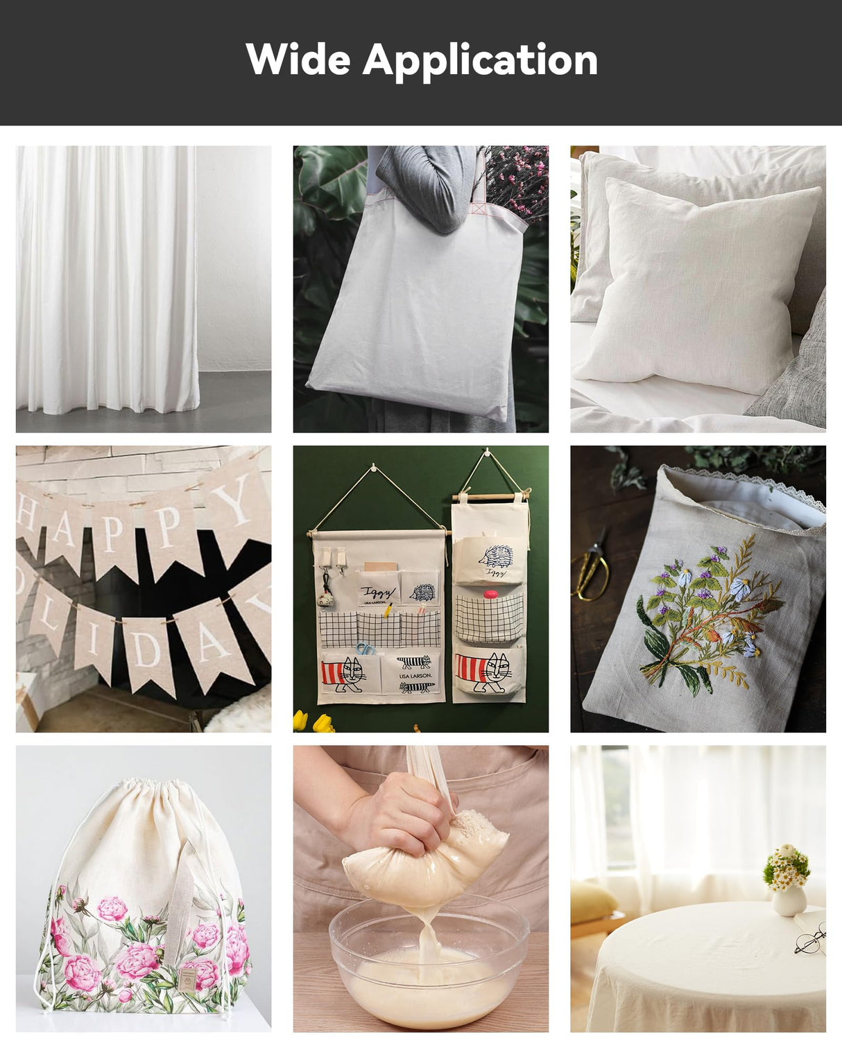 HOTGODEN Light Weight 100% Cotton Muslin Fabric: 63 inch x 2,5,10 Yards Unbleached Muslin Linen Fabric Material for Sewing Material Apparel Cloth HOTGODEN