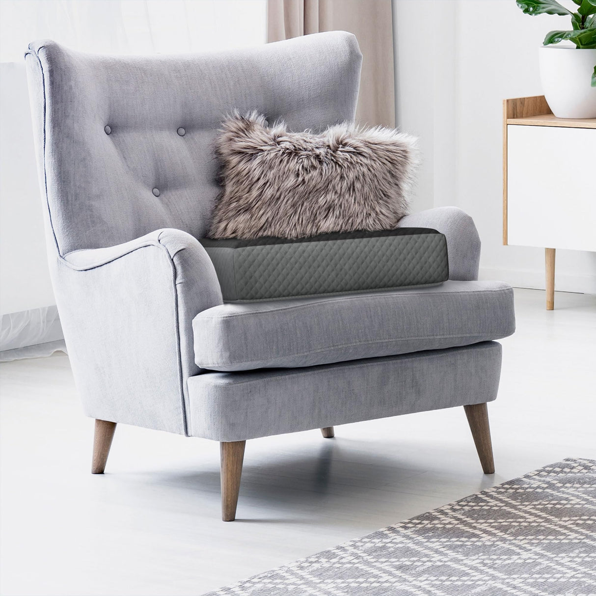 Kӧlbs Extra Large Recliner Cushion | Chic 2 Tone Velvet Cover | Memory Foam Seat Cushion 5 inch Thick 20" x 20" Large | Recliner Chair Cushion for Elderly - Extra Large Chair Cushion Kölbs