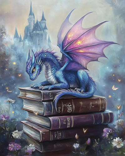 Gemozaic Paint by Numbers Kit for Adults, Dragon Adults' Paint-by-Number Kits on Canvas with Acrylic Paints and Brushes, 16 x 20 Inch