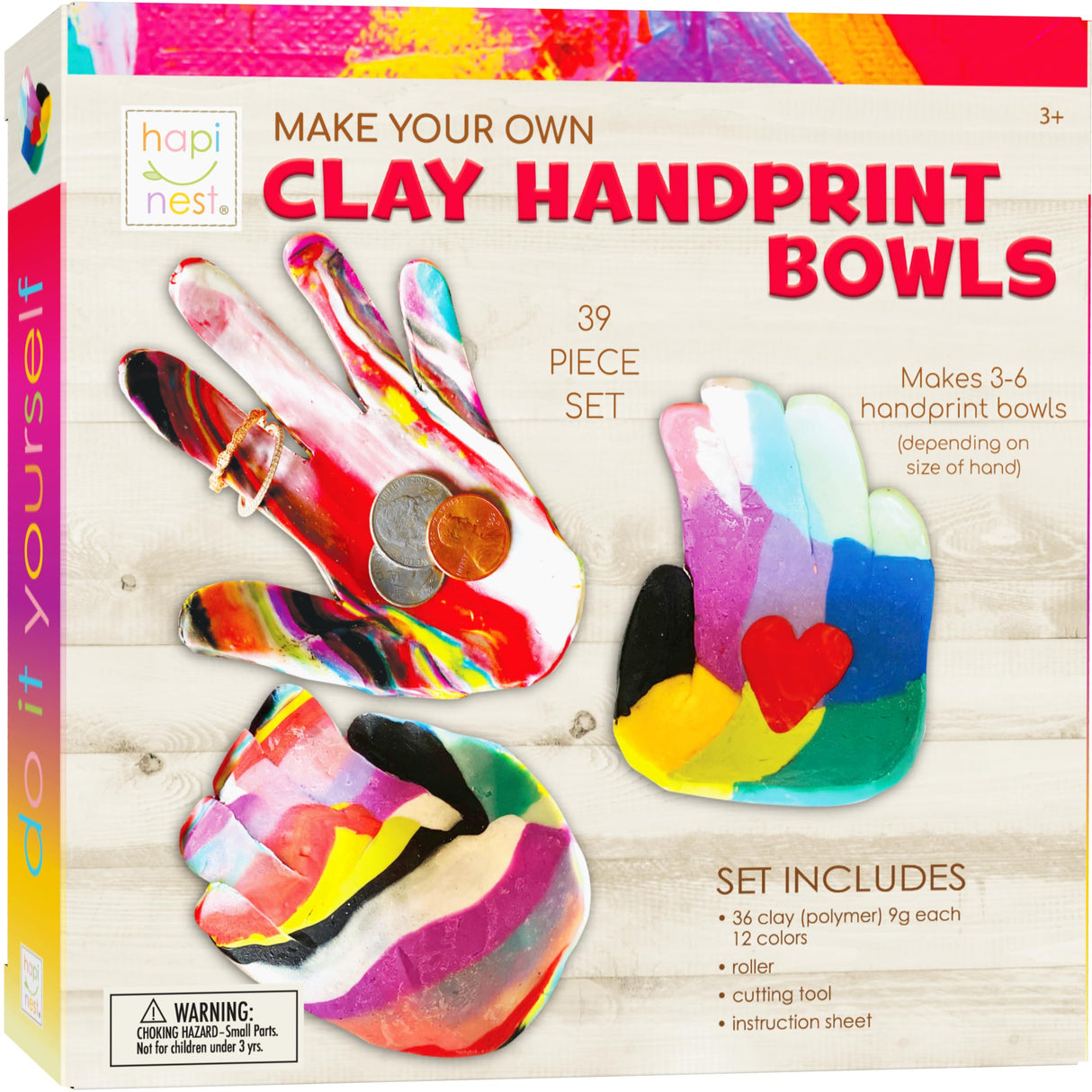 Hapinest Make Your Own Clay Handprint Bowl Kit for Kids, Art and Crafts for Boys & Girls, Kids DIY Craft Kit, Clay Bowl Handprint Kit for Kids, Handprint Kit Clay Craft Kit Ages 6 7 8-12 & Up Hapinest