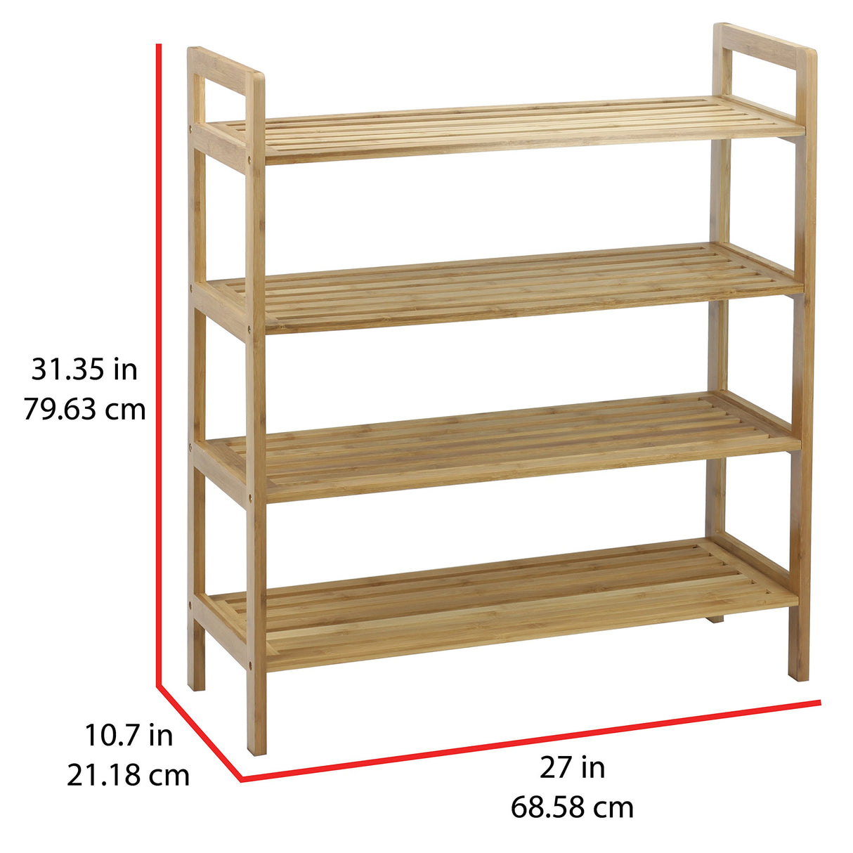 Oceanstar 4-Tier Bamboo, Natural Shoe Rack, Medium Oceanstar