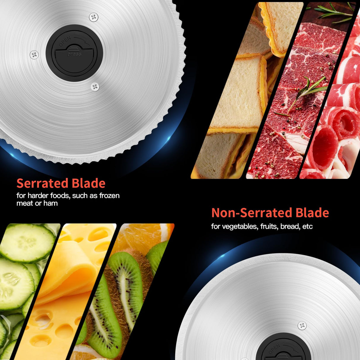 Meat Slicer, 200W Meat Slicer Machine for Home, DC Motor Quiet Deli Slicer with 2 Removable 7.5'' Stainless Steel Blades, Adjustable Dial for 0-15mm, Electric Food Slicer for Meat, Cheese, Bread Borlebbi