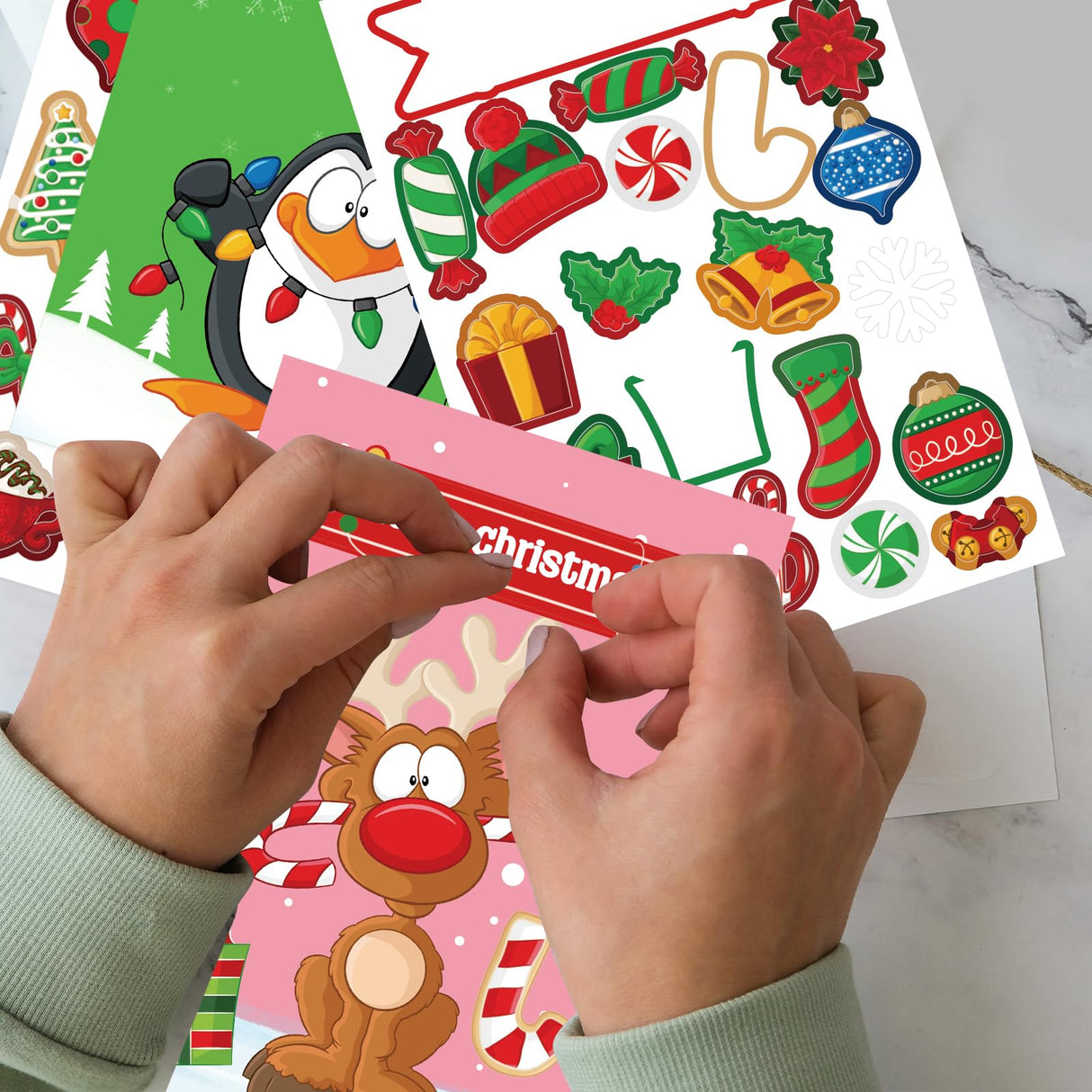Fancy Land Christmas Cards with Envelopes and Stickers 18pcs Holiday DIY Make Your Own Christmas Cards Making Kit Craft for Kids Classic Fancy Land