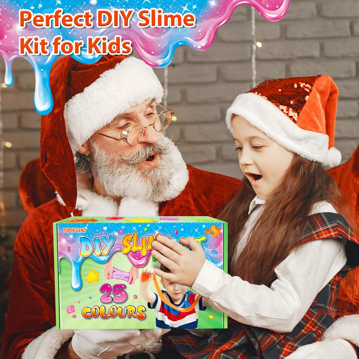 YOPINSAND 25 Cups DIY Slime Kit, Slime Making Kit for Girls, Crystal Clear Slime, Glow in The Dark Slime with Add-ins, Foam Balls, Charms, Slime Party Favors Gift Toys for Kids 3-12 YOPINSAND