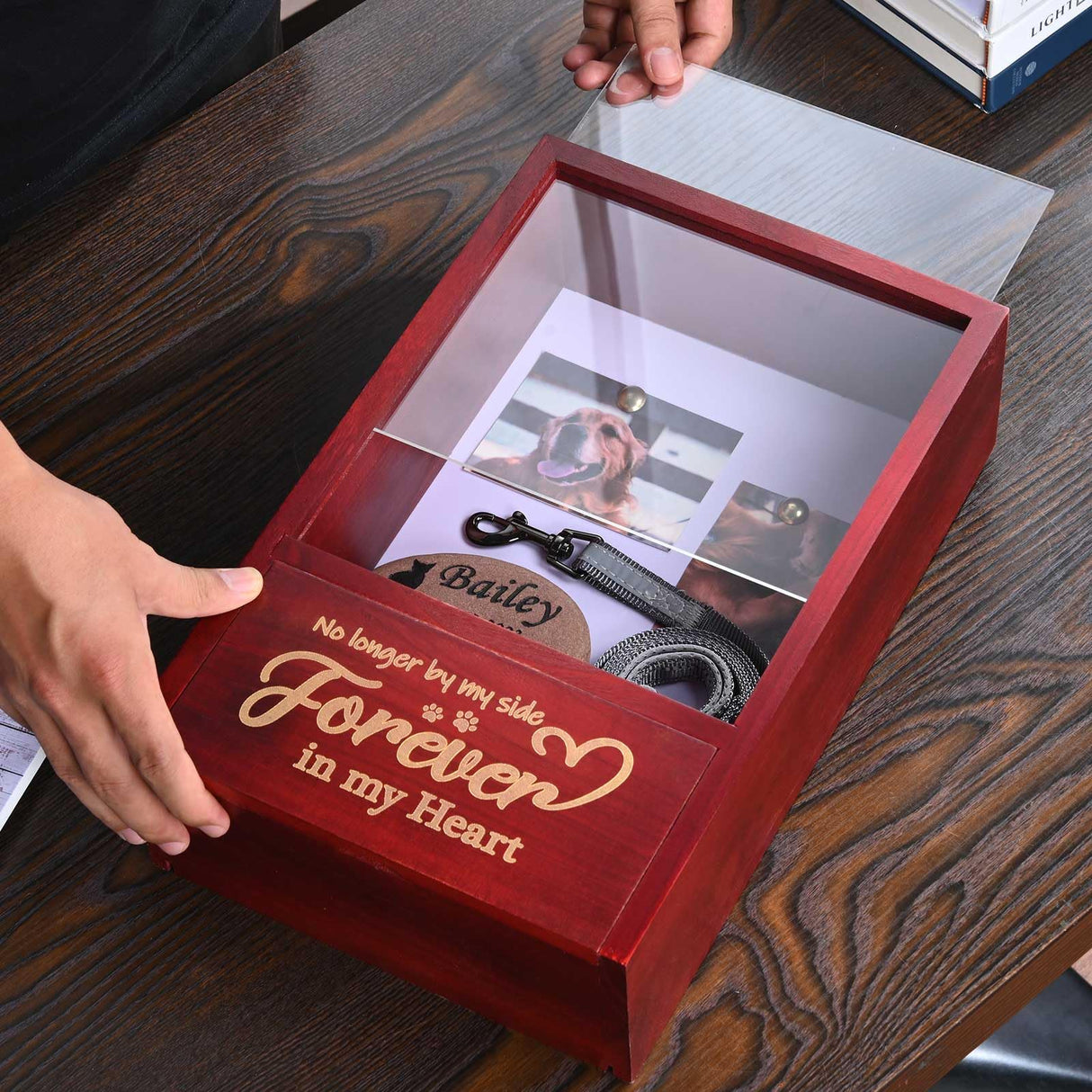 Pet Memorial Shadow Box Sympathy Gift Wooden Cat Dog Memorial Keepsake Box KINGNOW