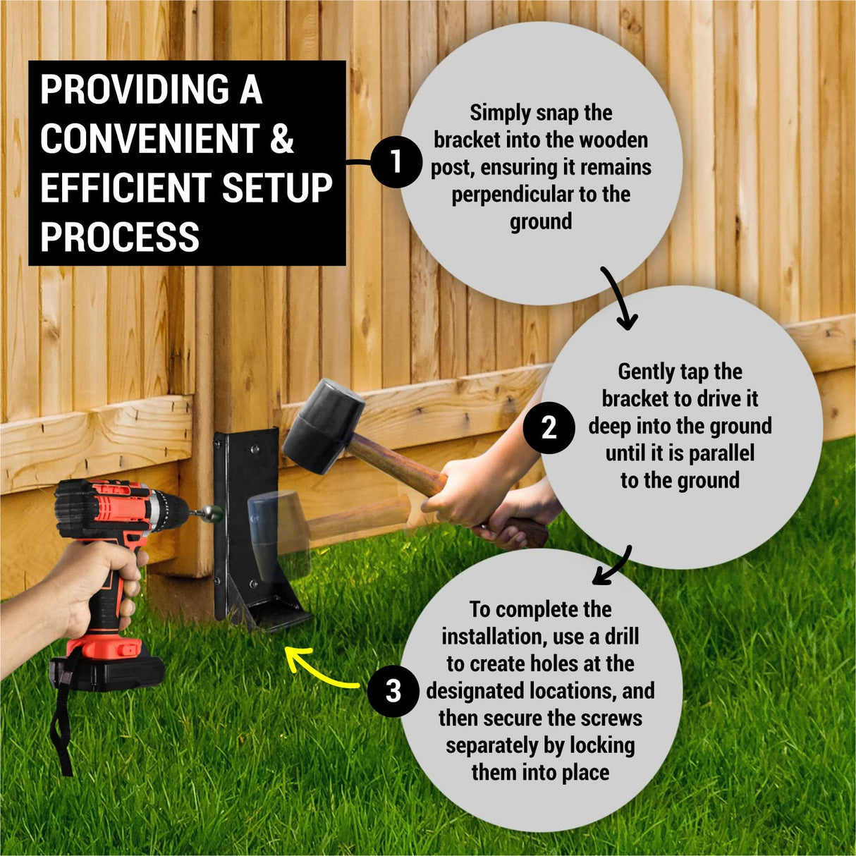 WIMART Fence Post Repair Kit 4''x4'', Heavy Duty Steel Fence Post Anchor Ground Spike 4''x4'' for Wooden Fence Post Repair, Wooden Fence Base WIMART