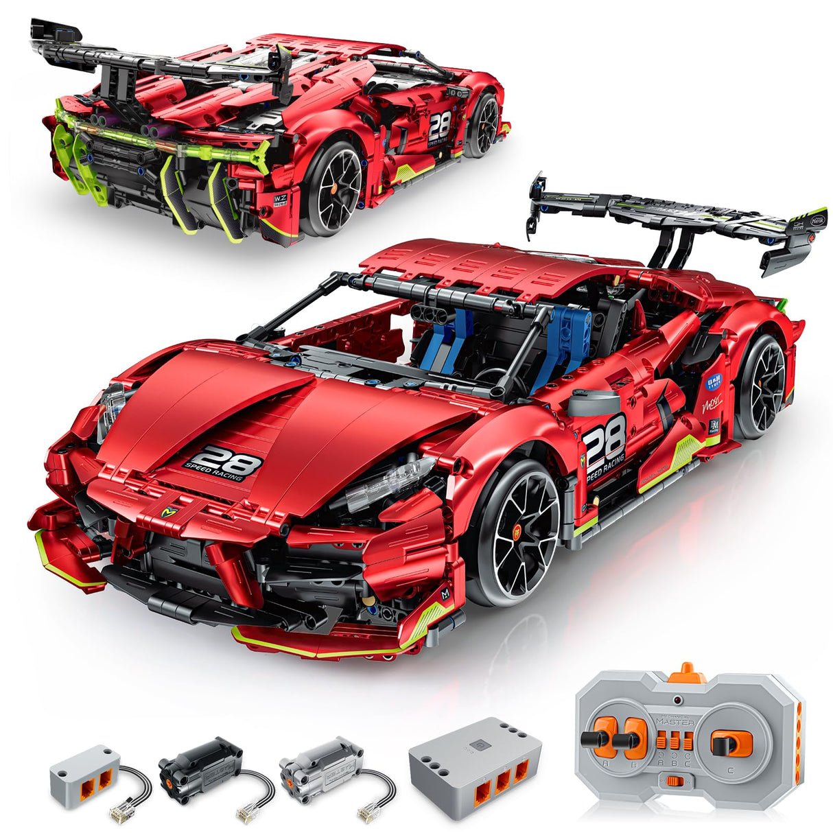 OWNONE 1 Remote Control Super Car Building Kits, 1835PCS Technique Plated Race Car Building Set for Adults Men Teens - with 5 Fast Motors, Electric Height Adjustment & Drift Spin Wheels OWNONE 1