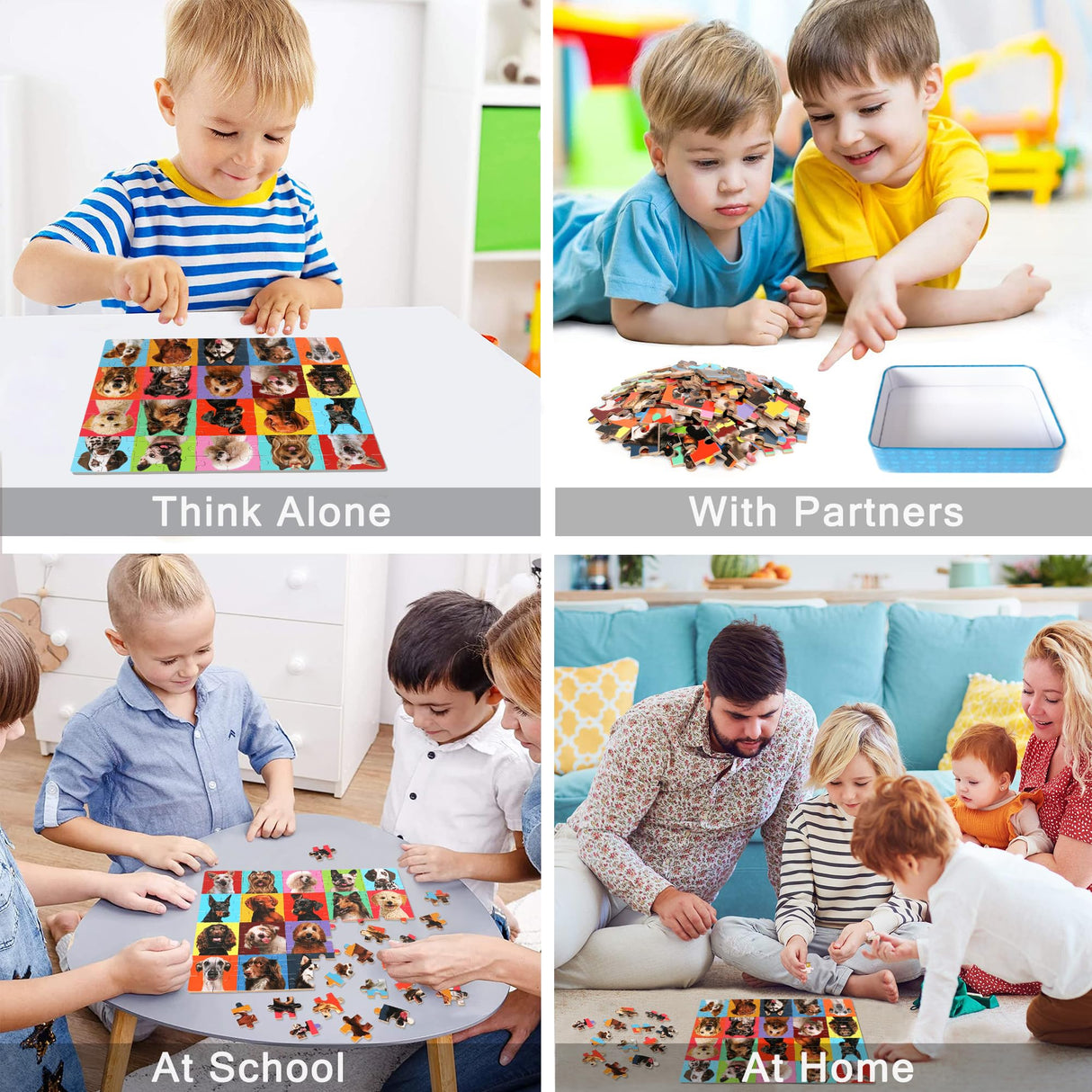 LELEMON Puzzles for Kids Ages 4-6,Dog Puzzle 100 Piece Puzzles for Kids Ages 4-8 in a Metal Box, Educational Kids Puzzles Jigsaw Puzzles 100 Piece Puzzle Games Puzzle Toys for Girls and Boys LELEMON