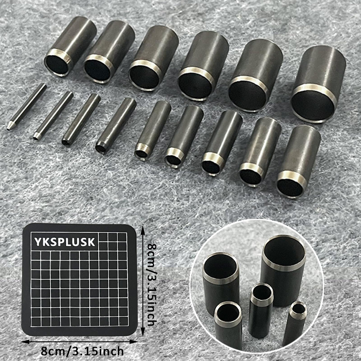 YKSPLUSK Leather Circle Cutter Tool Set, 31 Pieces Circle Punch Tools 1-25mm 30 35 40 45 50 55mm, High Carbon Steel Round Leather Cutting Dies - Hole Punch Tool Kit for DIY Crafts YKSPLUSK