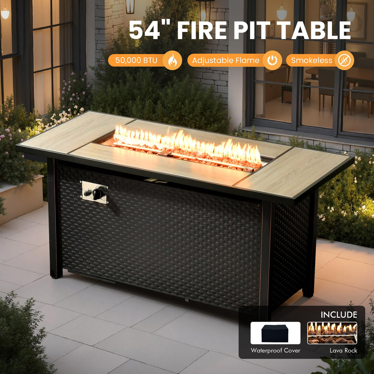 Outdoor Sectional Patio Furniture Set with Fire Pit Table and Swivel Rocking Chairs,11 Pieces Wicker Conversation Sets L Shaped Couch Out Door Sofa Outside Furniture for Garden Deck Yard,Dark Grey POUUIN