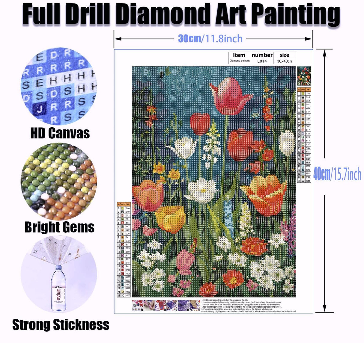 Yanfairy Wildflower Art Painting Kits for Adults, Full Drill Diamond Dots Paintings for Beginners, Round 5D Paint with Diamonds Pictures Gem Art Painting Kits DIY Crafts Kits 12x16inch Yanfairy