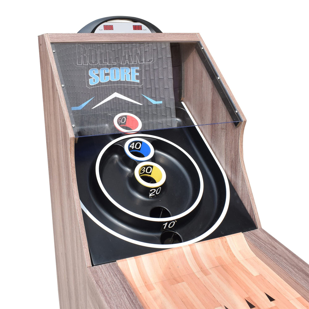 Hathaway Shooting Star 9-ft Arcade Ball Roll and Score Machine Table with LED Electronic Scorer and Sound, Great for Family Recreation Game Rooms, Driftwood Hathaway